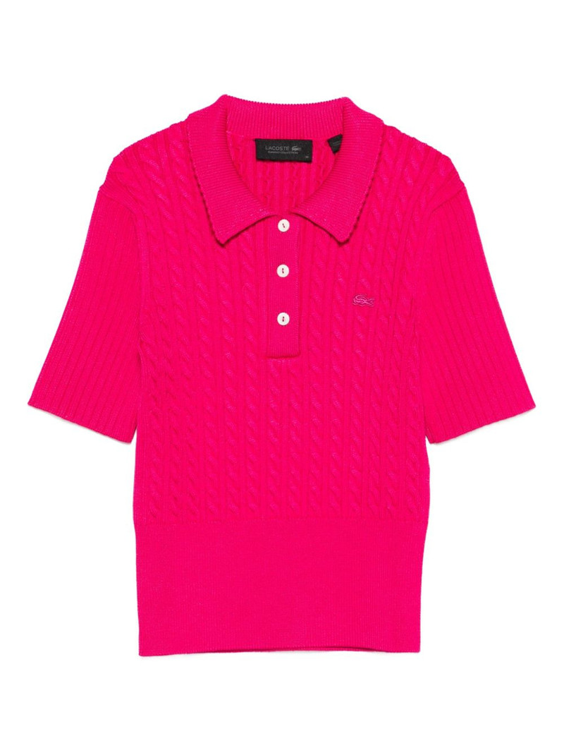 cable-knit polo top 1
