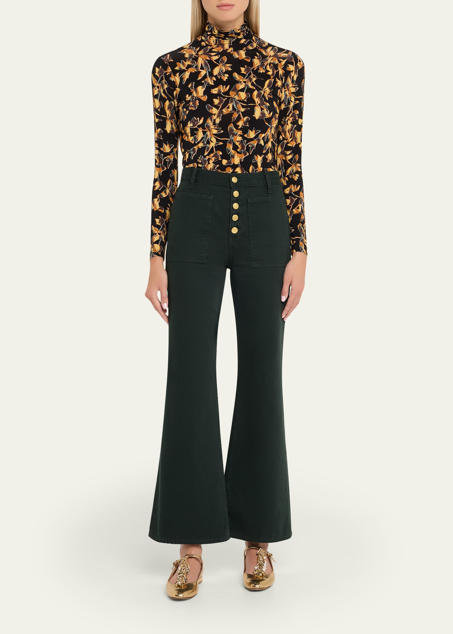 Aurelia Floral Jersey Turtleneck Top - 2