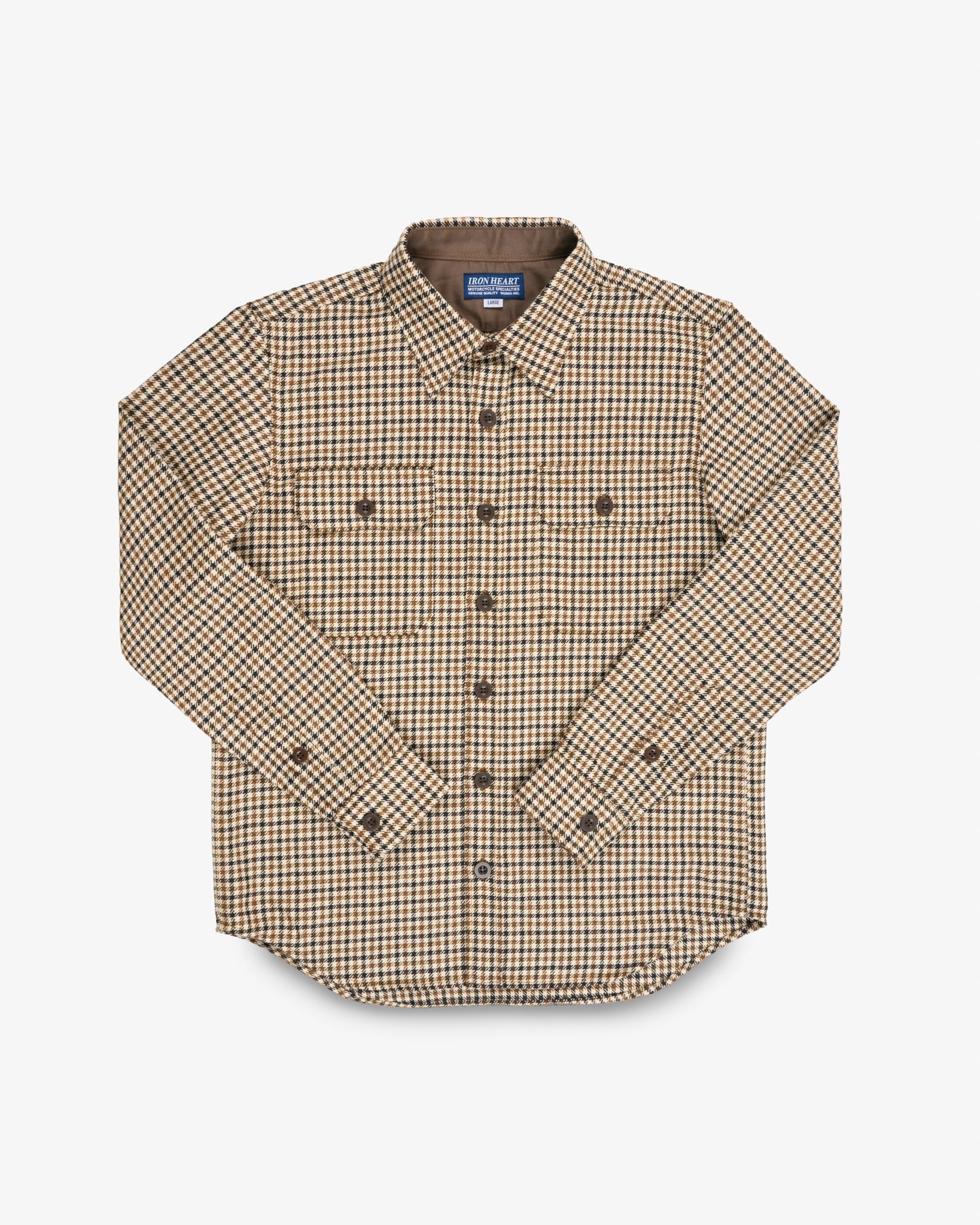 14OZ FOX BROTHERS® WOOL CPO SHIRT - SADDLE BROWN GUN CLUB TWILL FLANNEL - 1