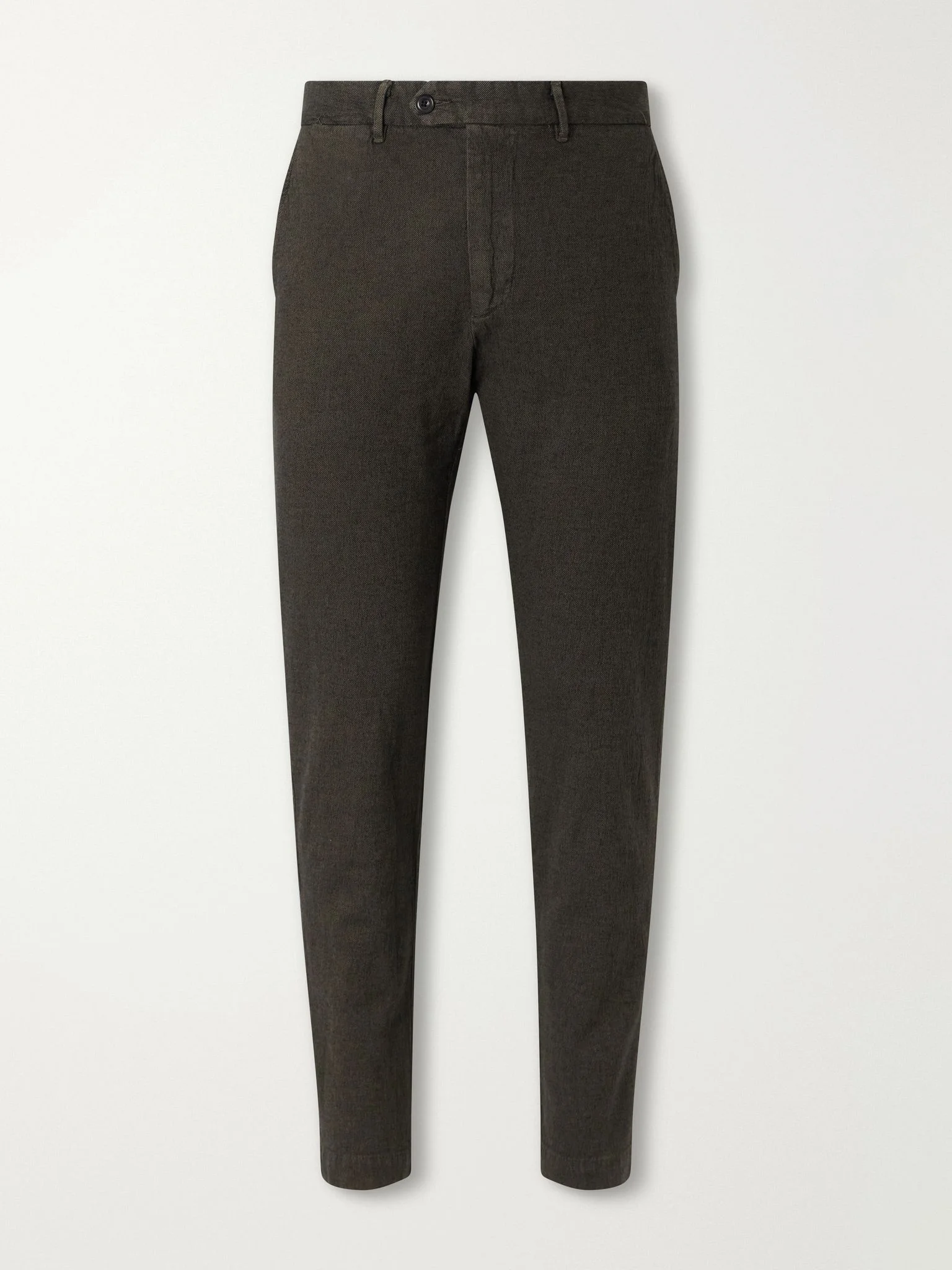 Taylor Tapered Cotton-Blend Piqué Trousers Green - 1