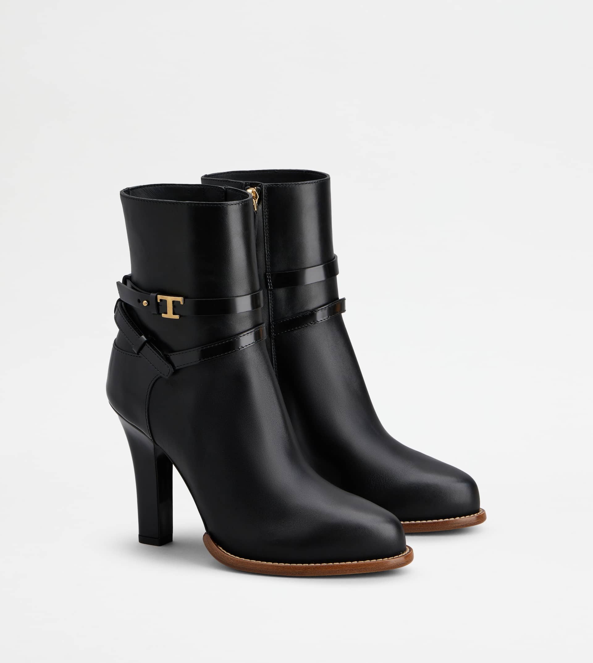 ANKLE BOOTS IN LEATHER - BLACK - 3