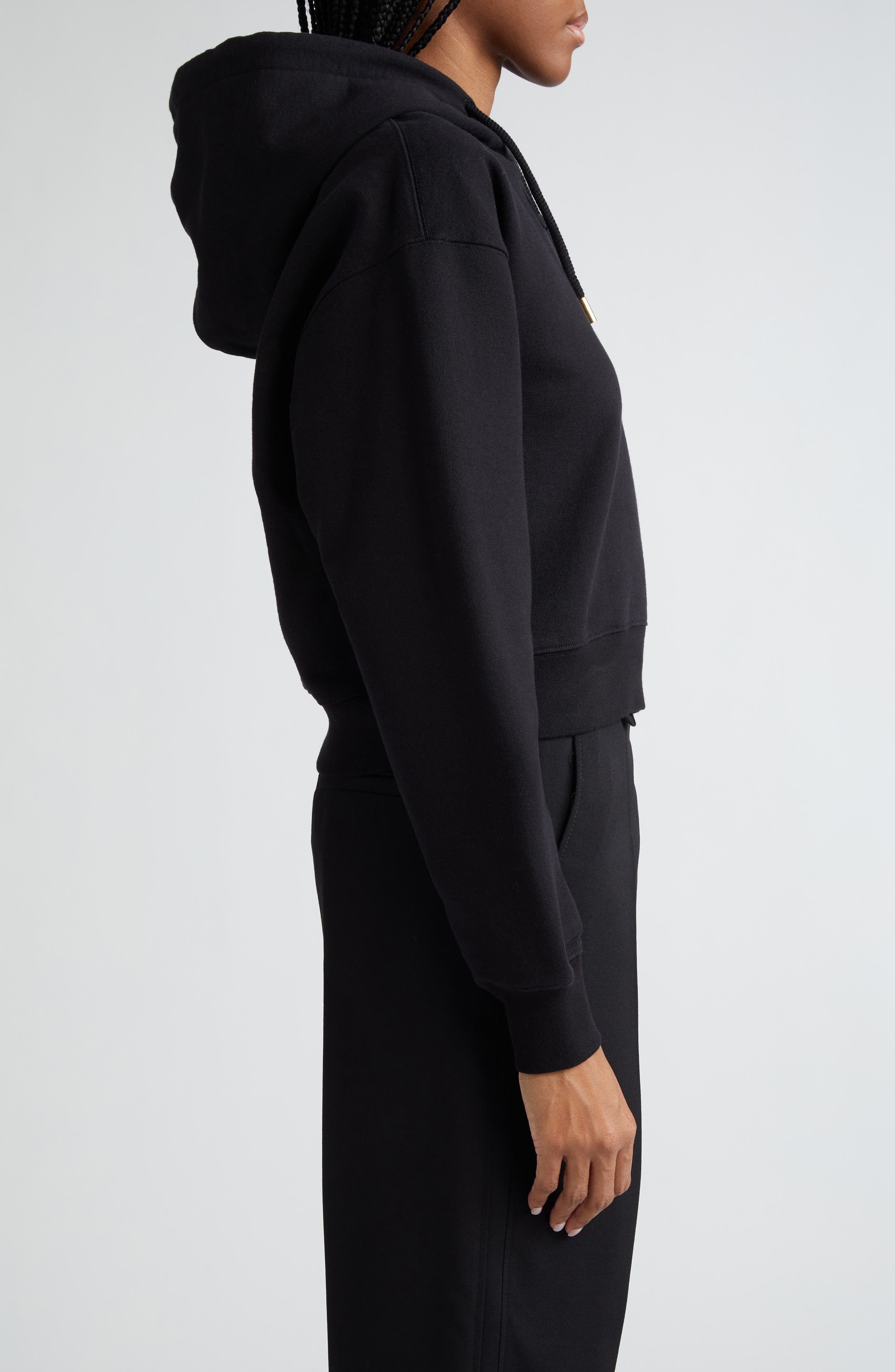 Le Grosgrain Logo Cotton Fleece Crop Hoodie - 3