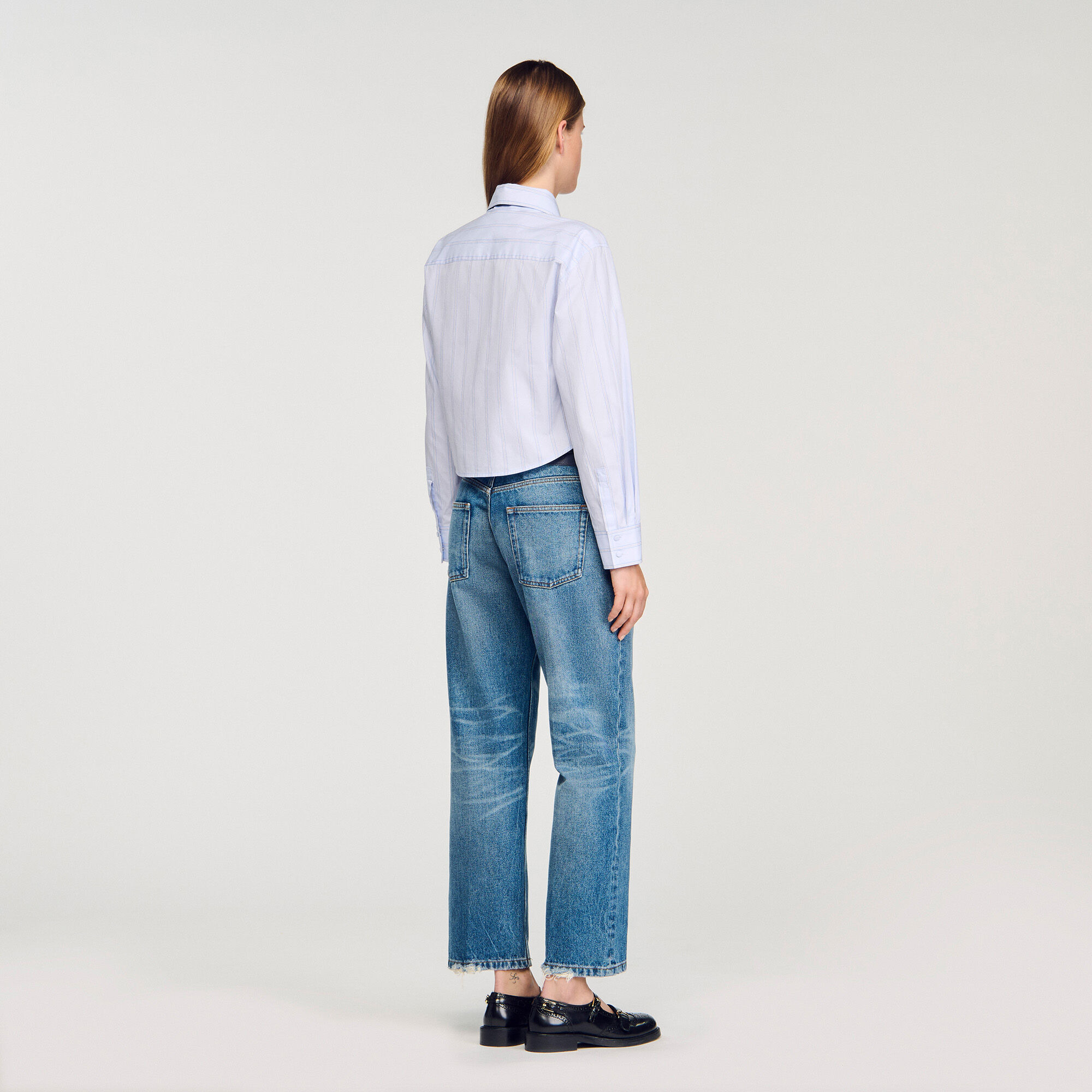 CROPPED SHIRT WITH REMOVABLE TIE - 5