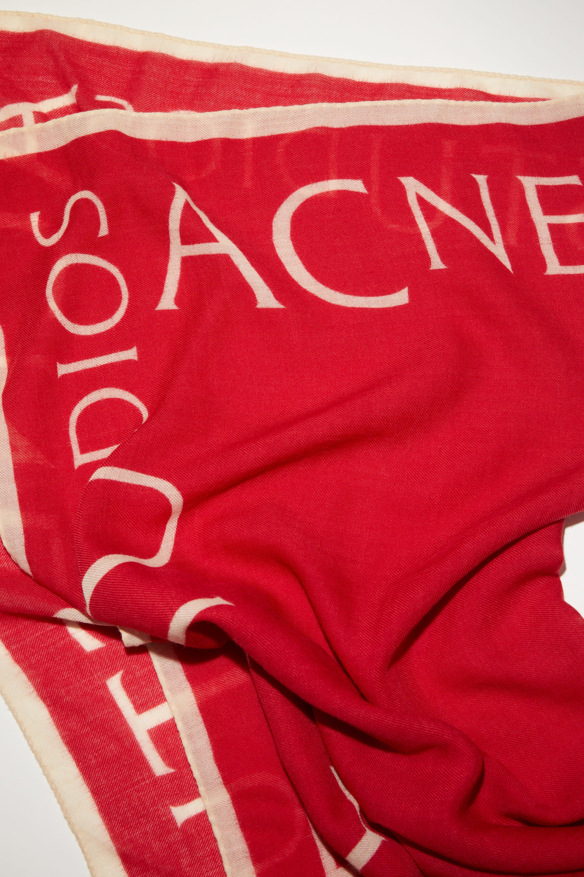 Logo wool square scarf - Cardinal red - 3