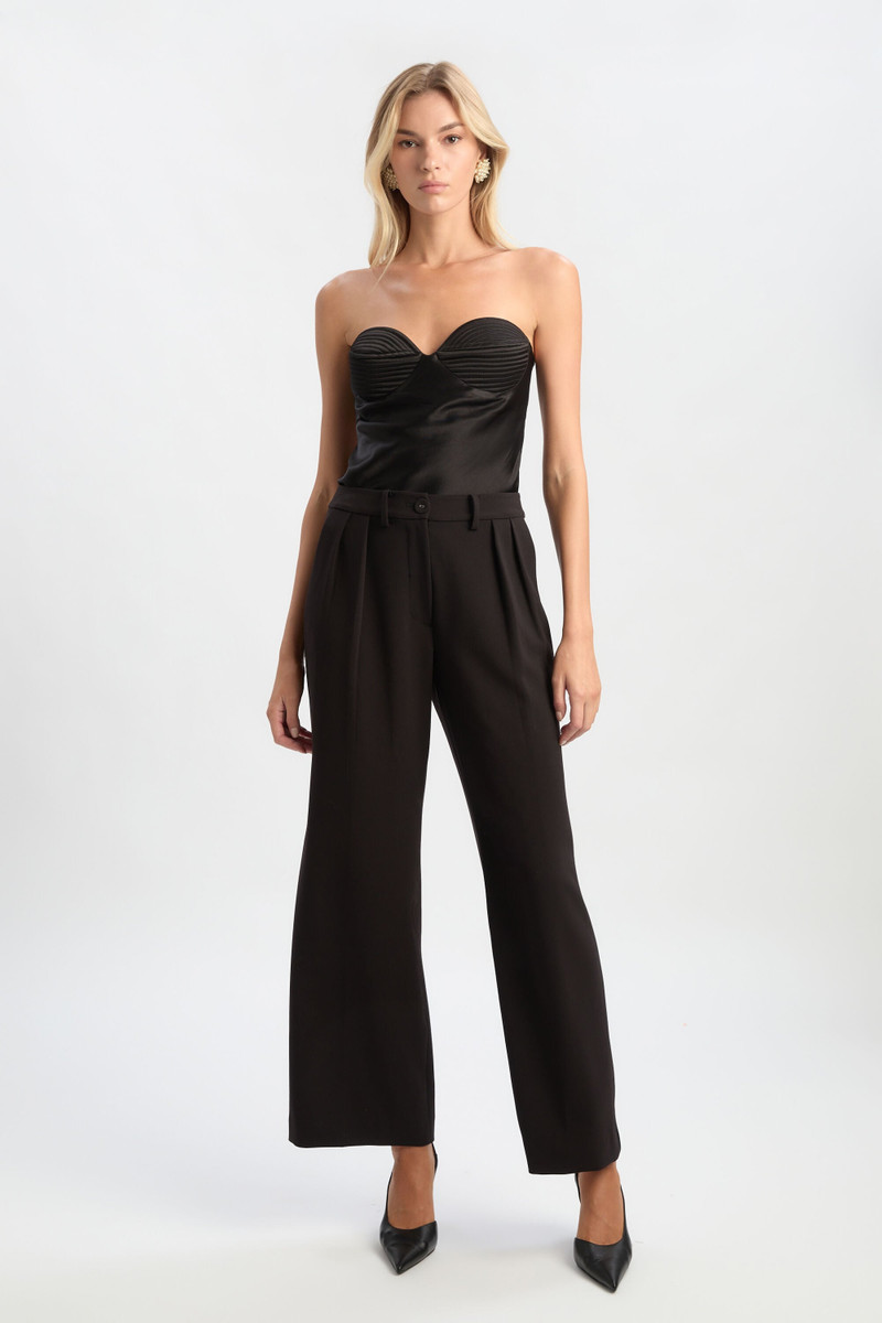 BARDOT Sloane Satin Detail Pant In Black outlook