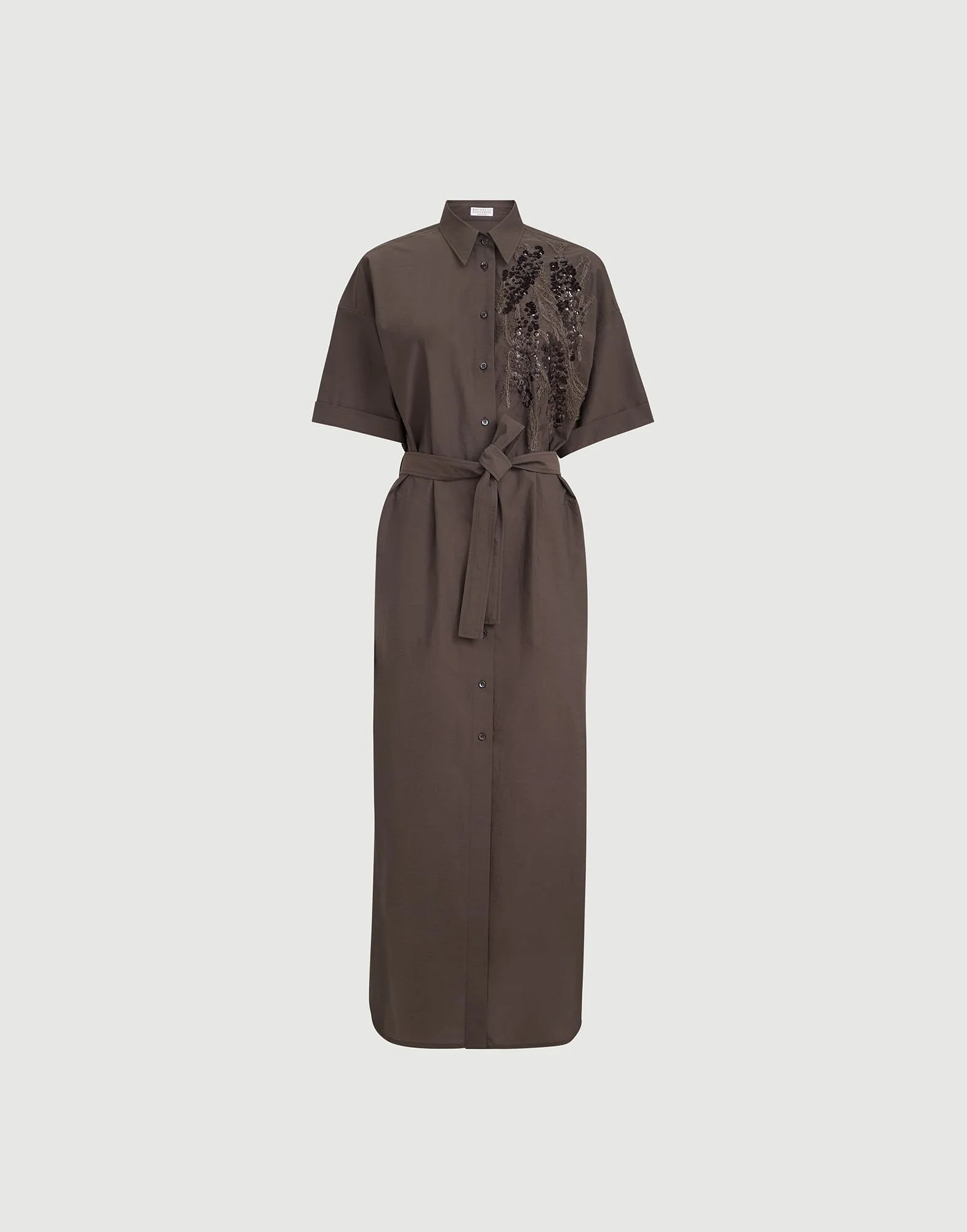 Techno cotton poplin dress with dazzling seabed embroidery - 1