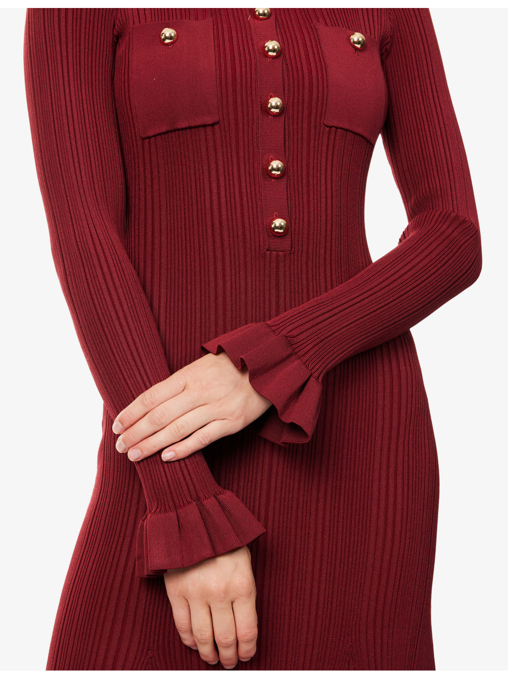 Ribbed Knit Midi Dress - 5