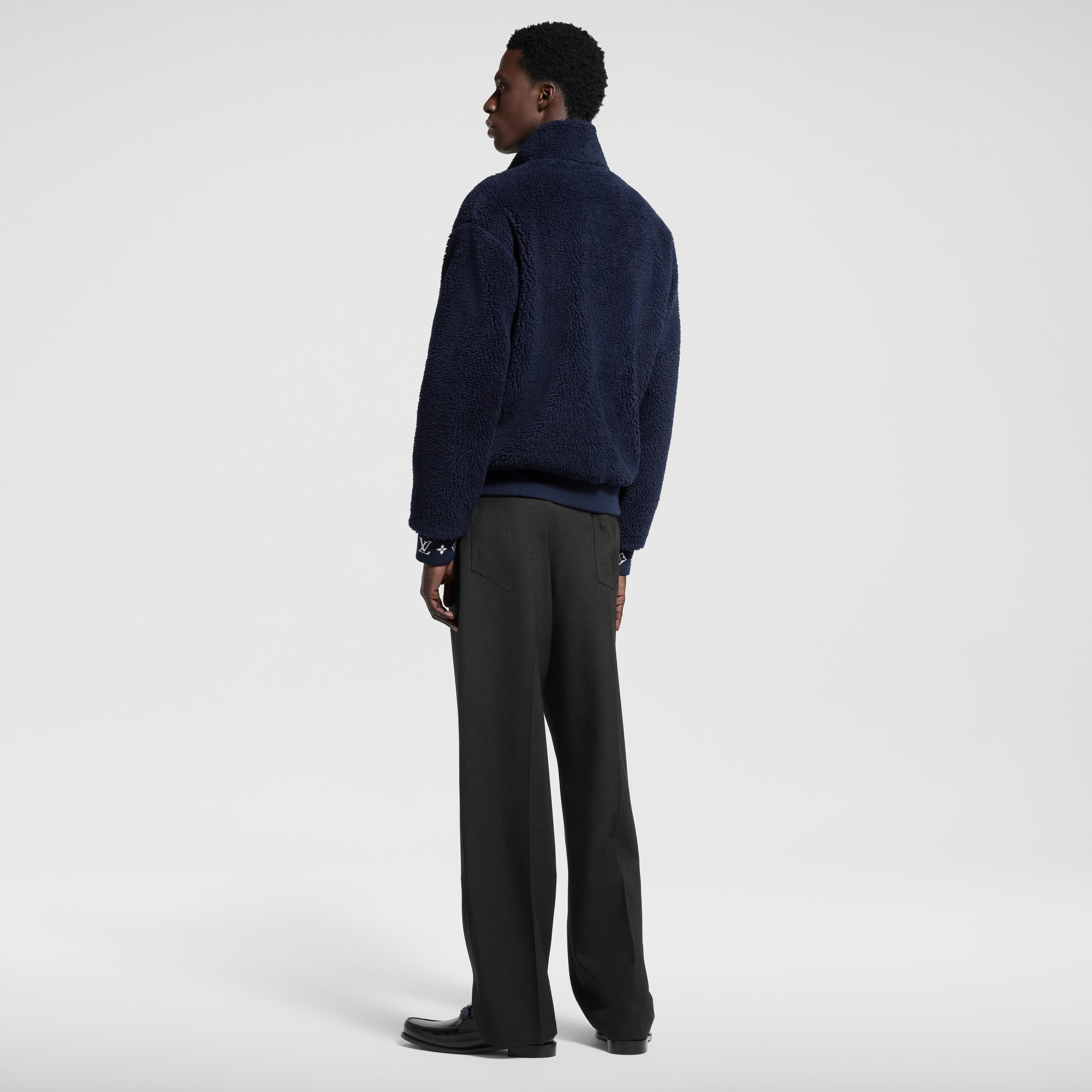 Leather Patch Fleece Blouson - 3