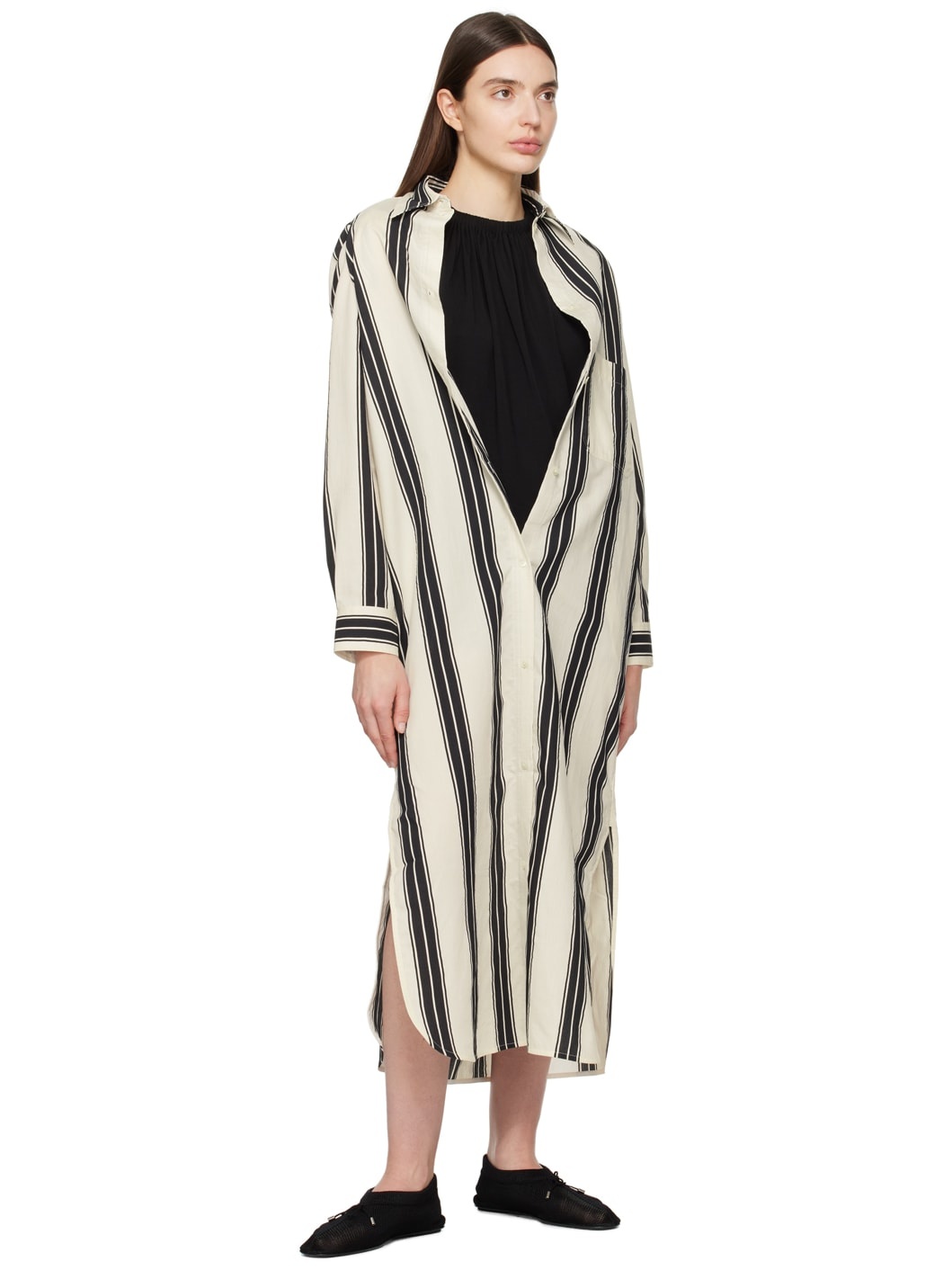 Black & White Striped Maxi Dress - 4