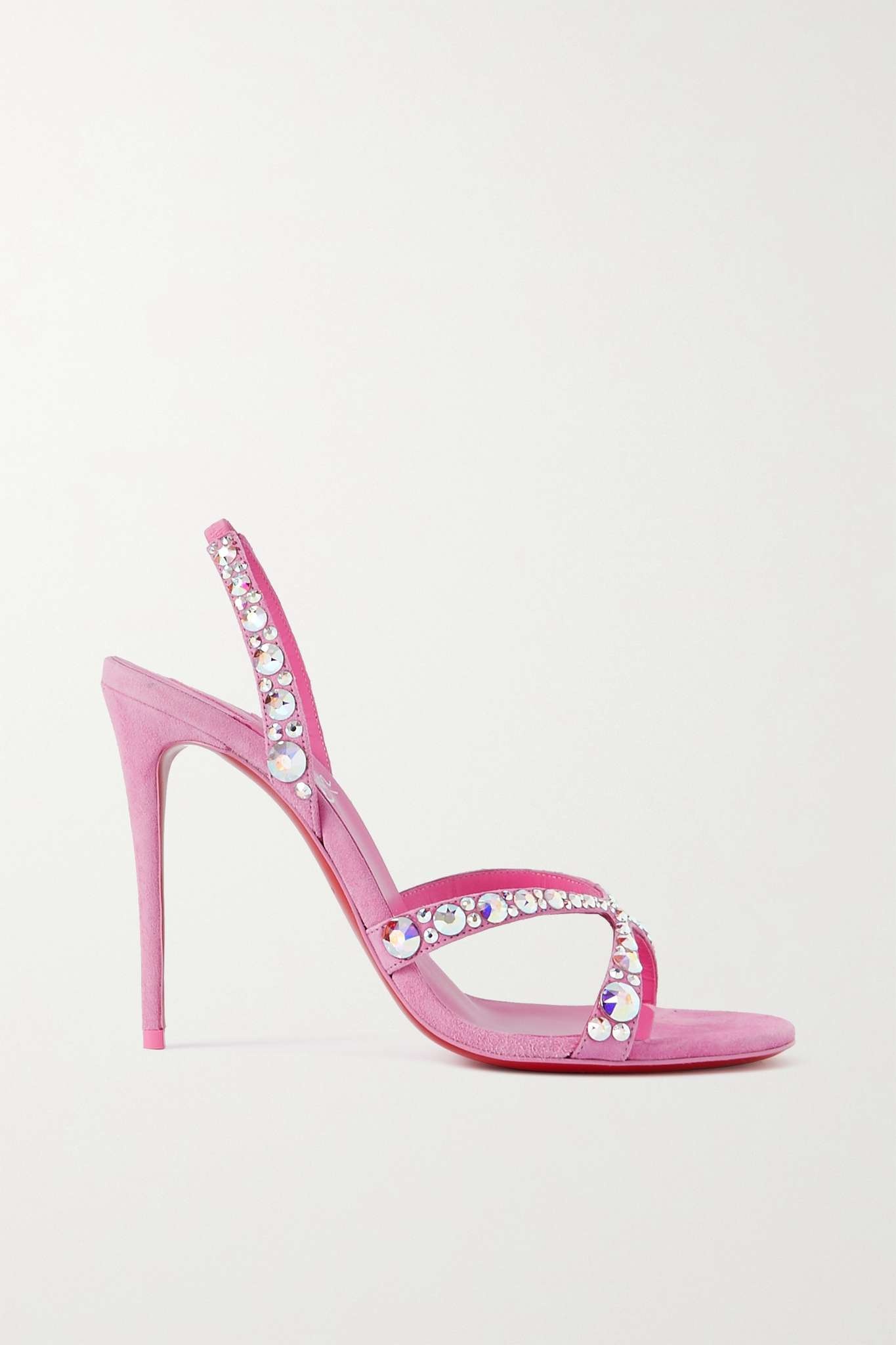 Emilie 100 crystal-embellished suede slingback sandals - 1