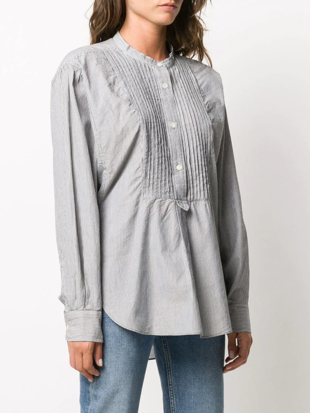 pleated striped blouse - 3