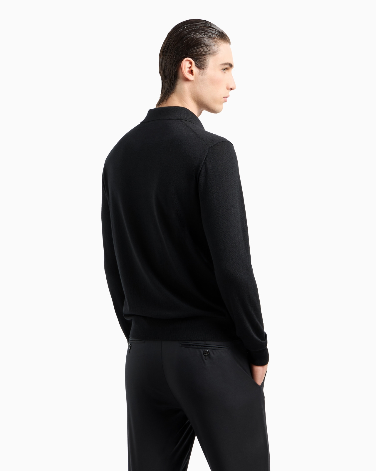 Long-sleeved polo shirt in virgin wool - 3