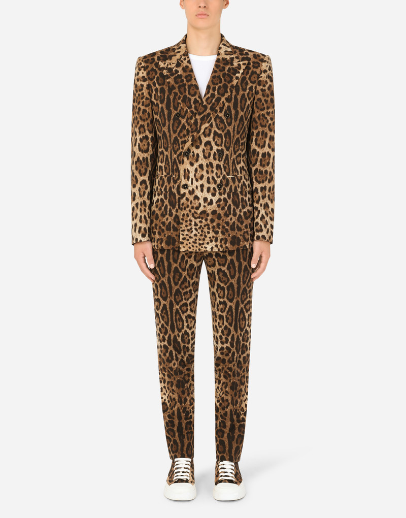 Dolce & Gabbana Double-breasted wool Sicilia-fit suit with leopard print outlook