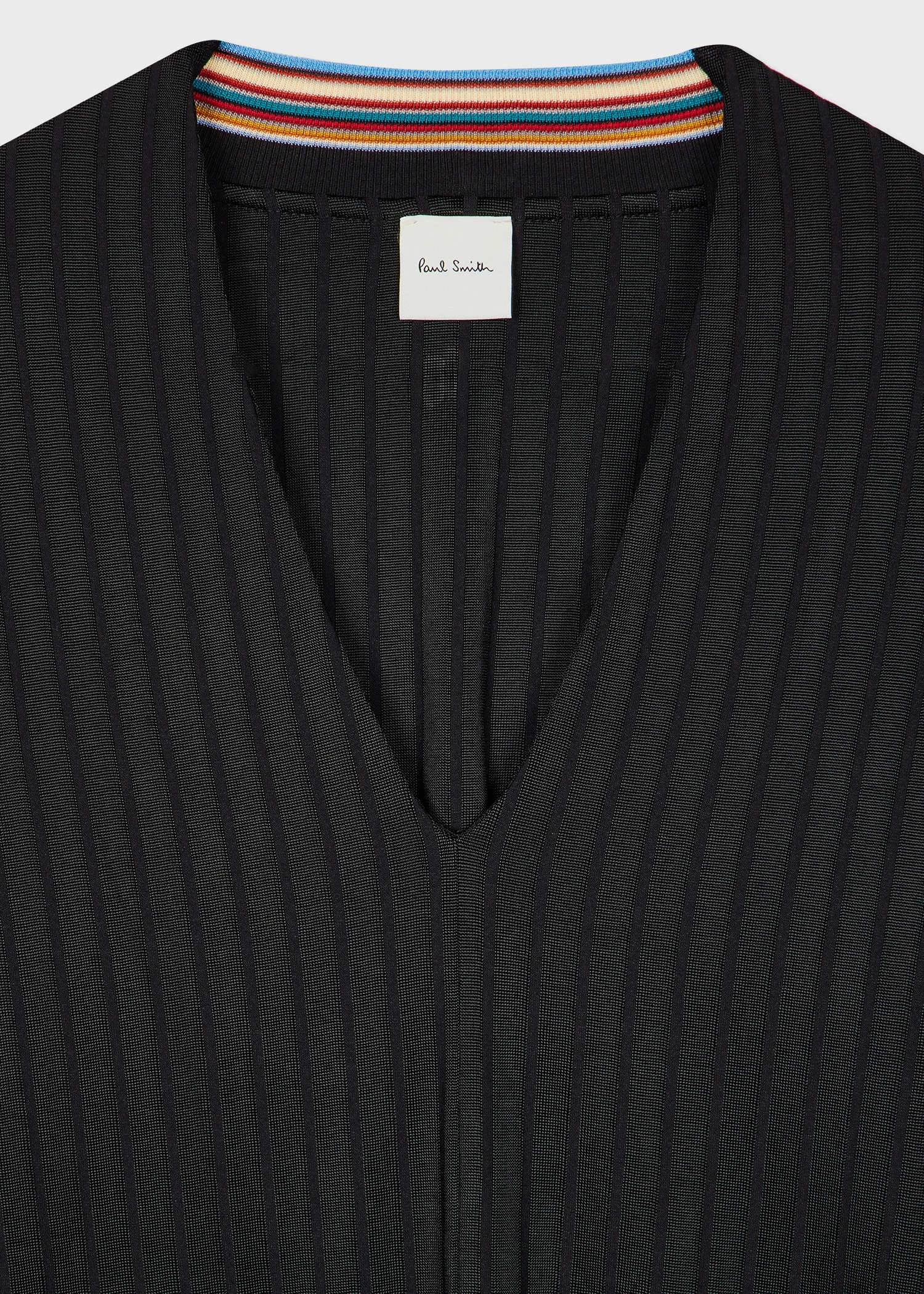 Women's Black Viscose-Blend V-Neck Top - 2