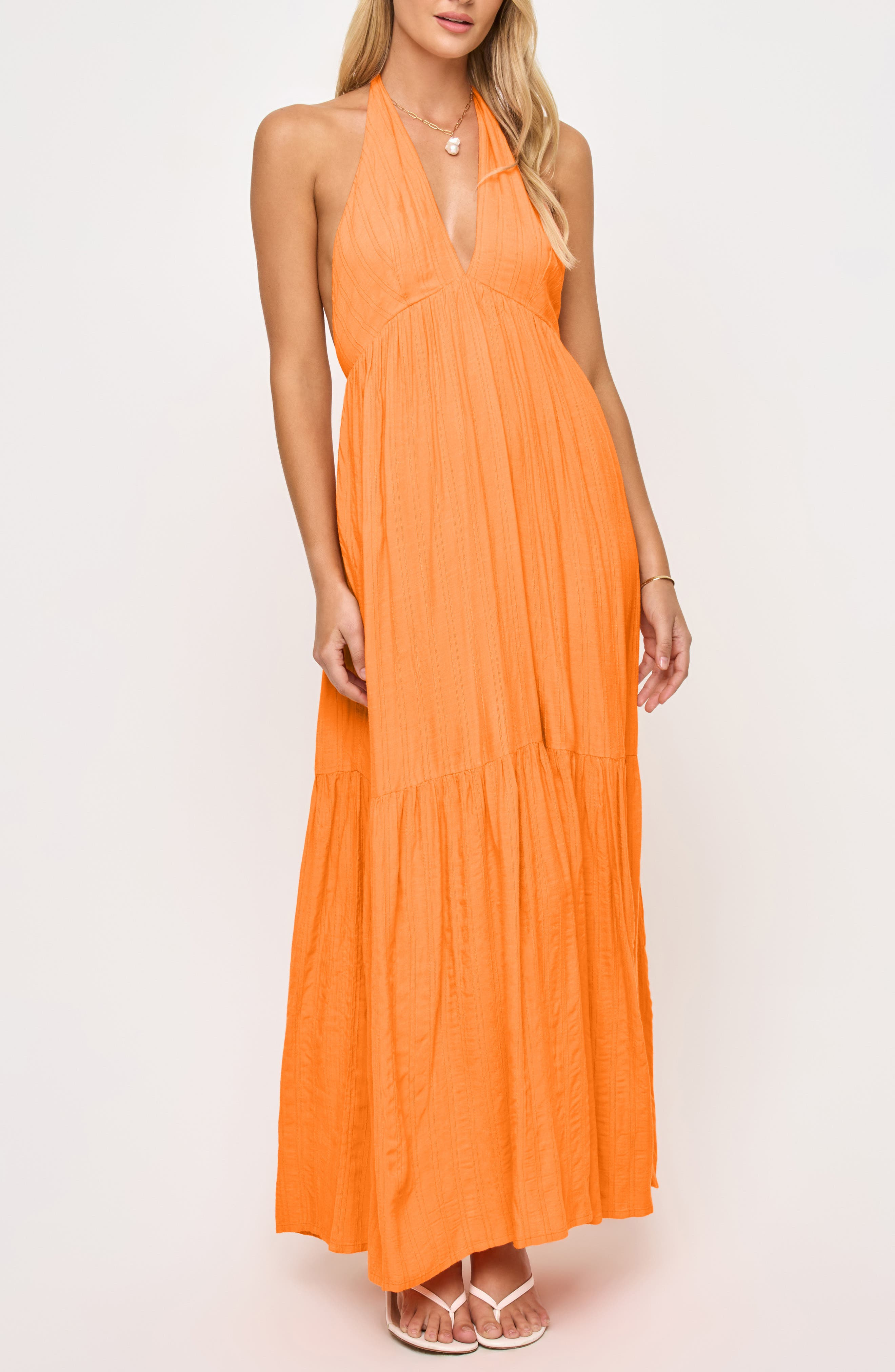 LSPACE Soller Halter Maxi Dress in Clementine at Nordstrom - 1