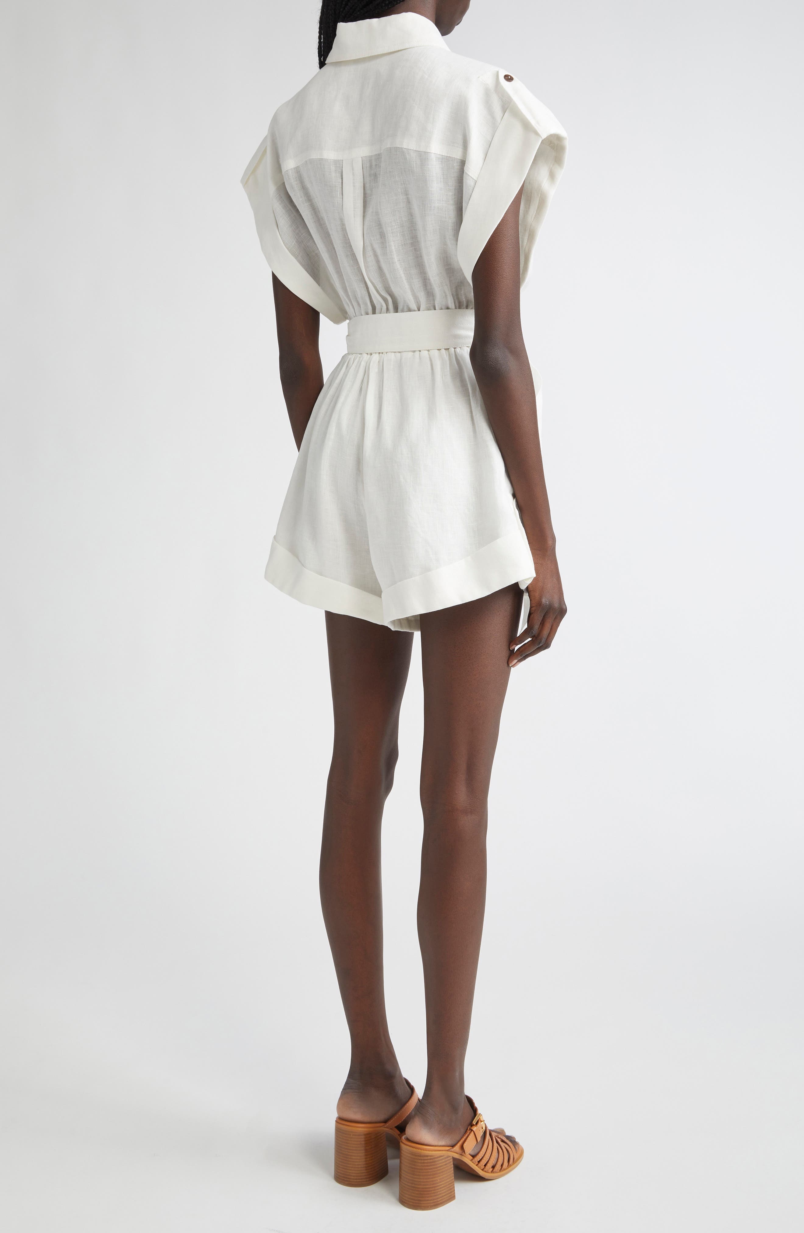 Zimmermann Rhiannon Cuffed Linen Playsuit in Ivory at Nordstrom - 2