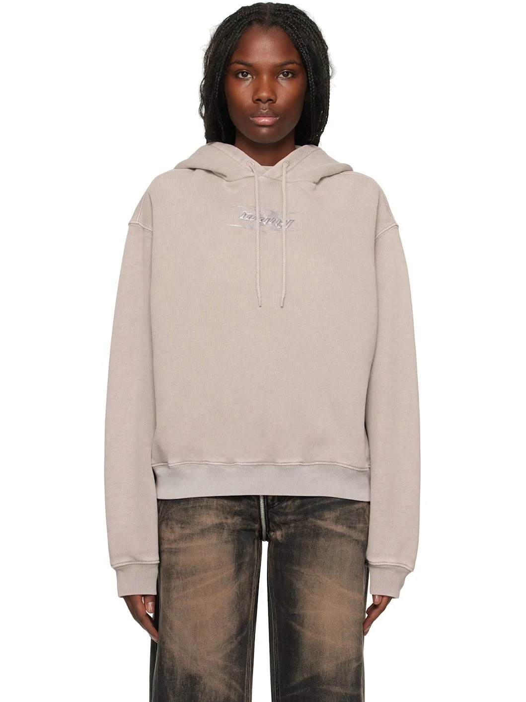 Taupe Blade Logo-Embossed Hoodie - 1