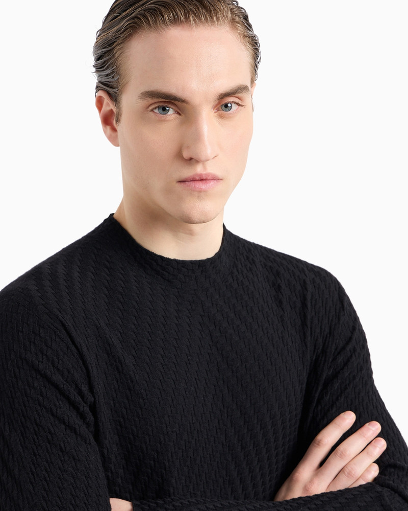 Jacquard virgin wool mock-neck jumper 5