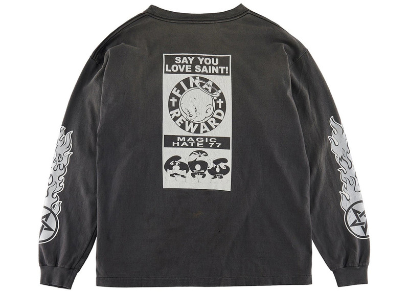SAINT M×××××× Saint Mxxxxxx Fire Baby L/S Tee Vintage Black outlook