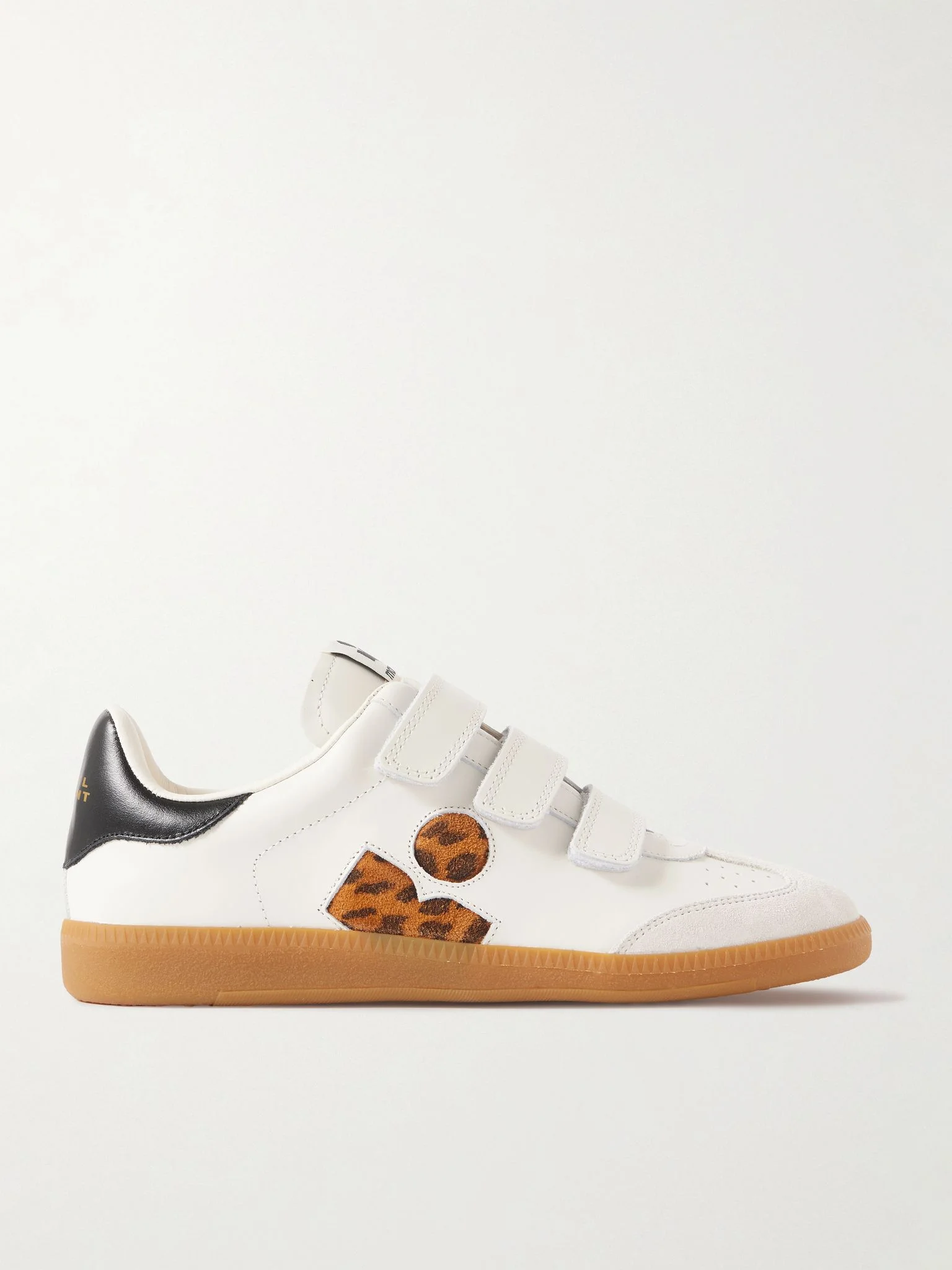 Beth suede-trimmed leather sneakers Ecru - 1