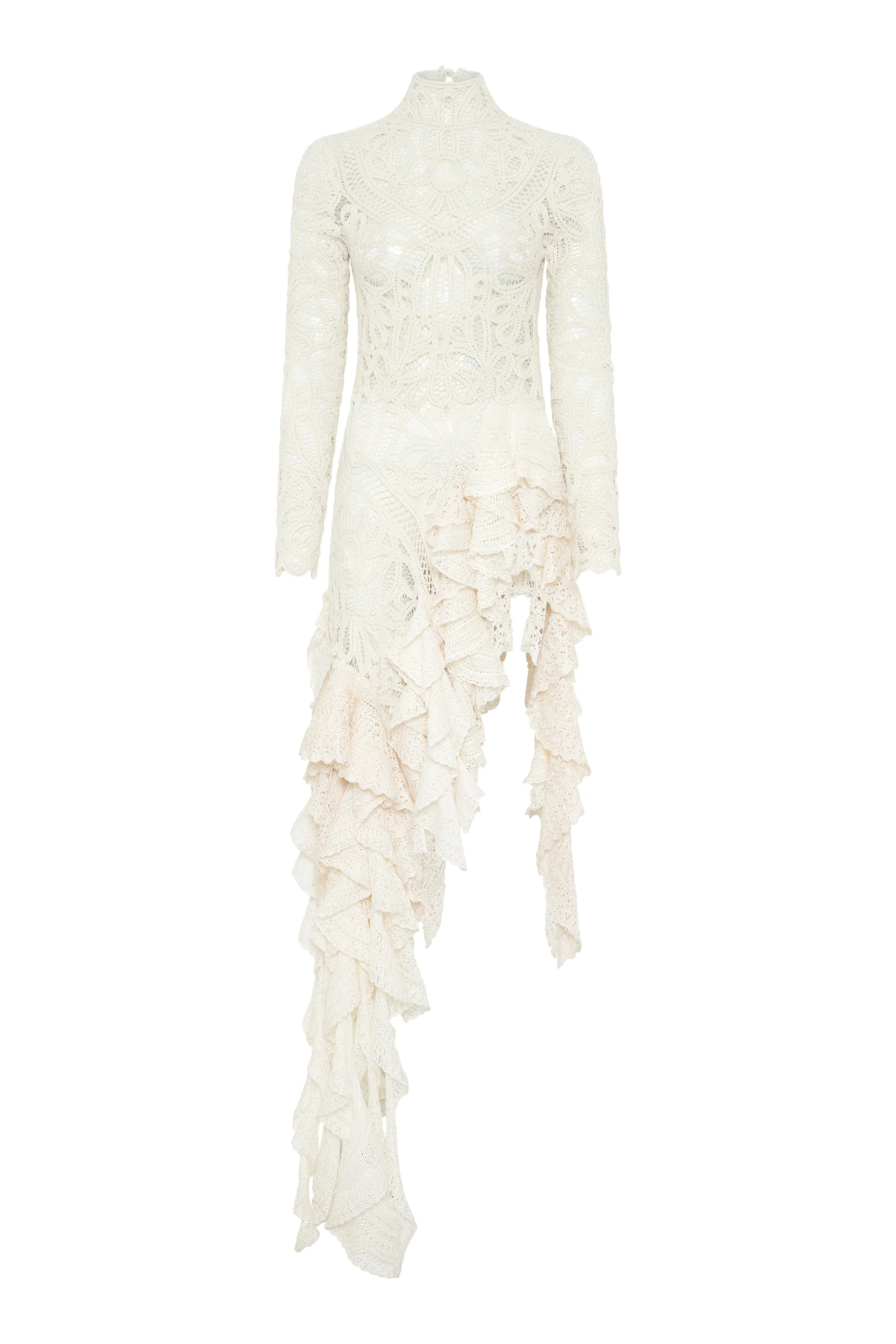 Nimbus Crochet Lace Top in Ivory Cashmere with Custom Ruffles - 1