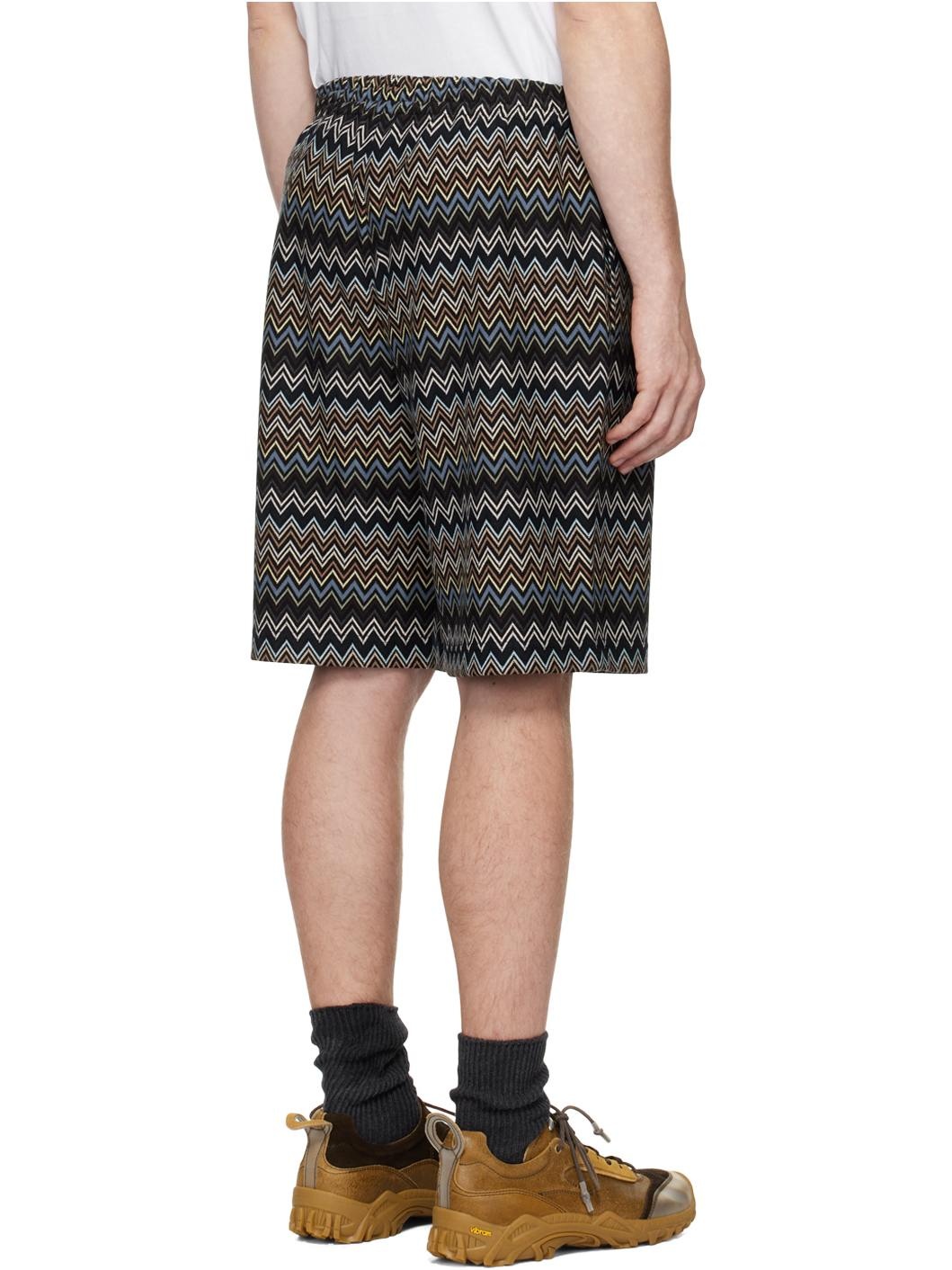 Multicolor Zig Zag Cotton Bermuda Shorts - 3