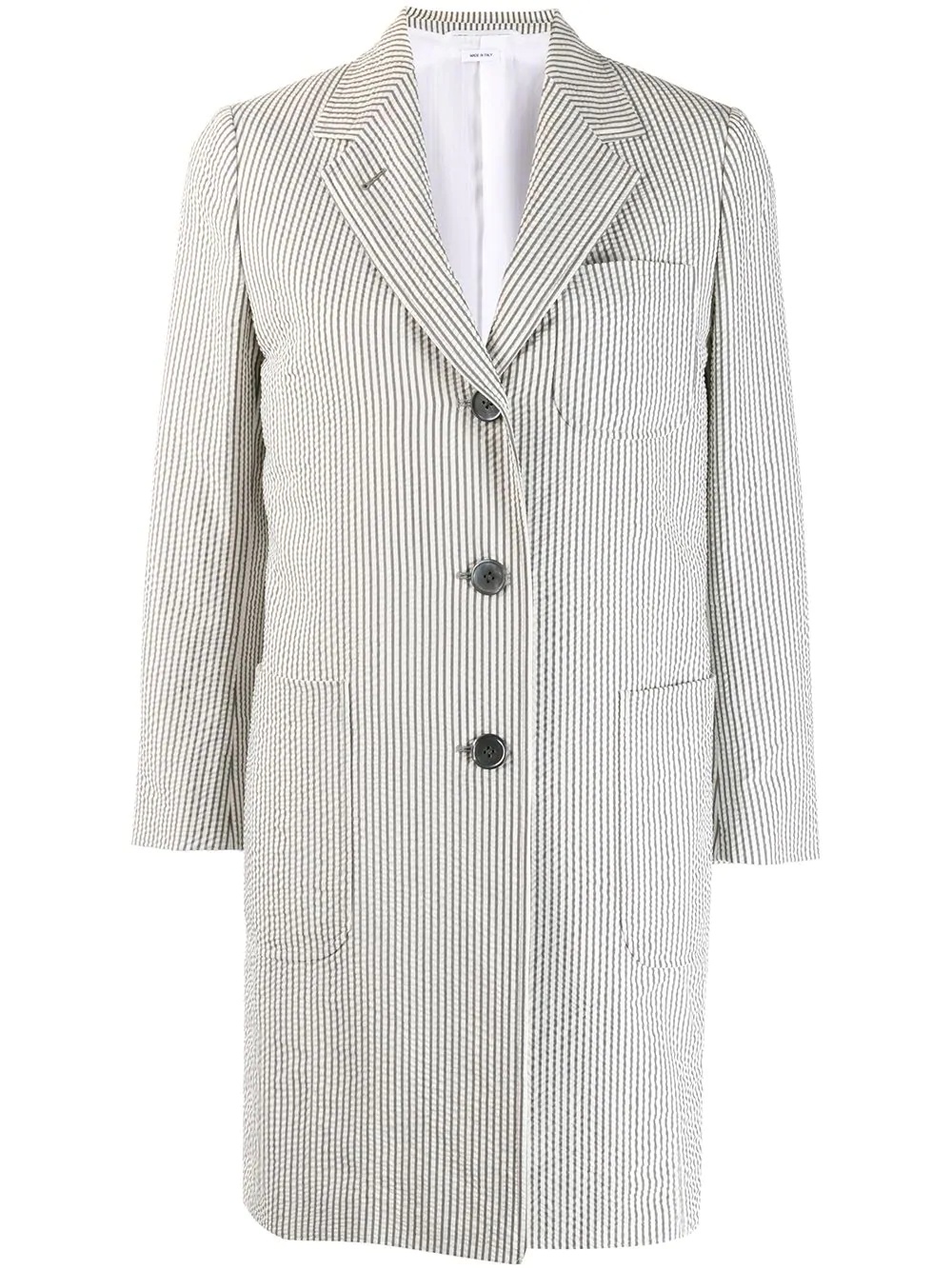 seersucker single-breasted overcoat - 1