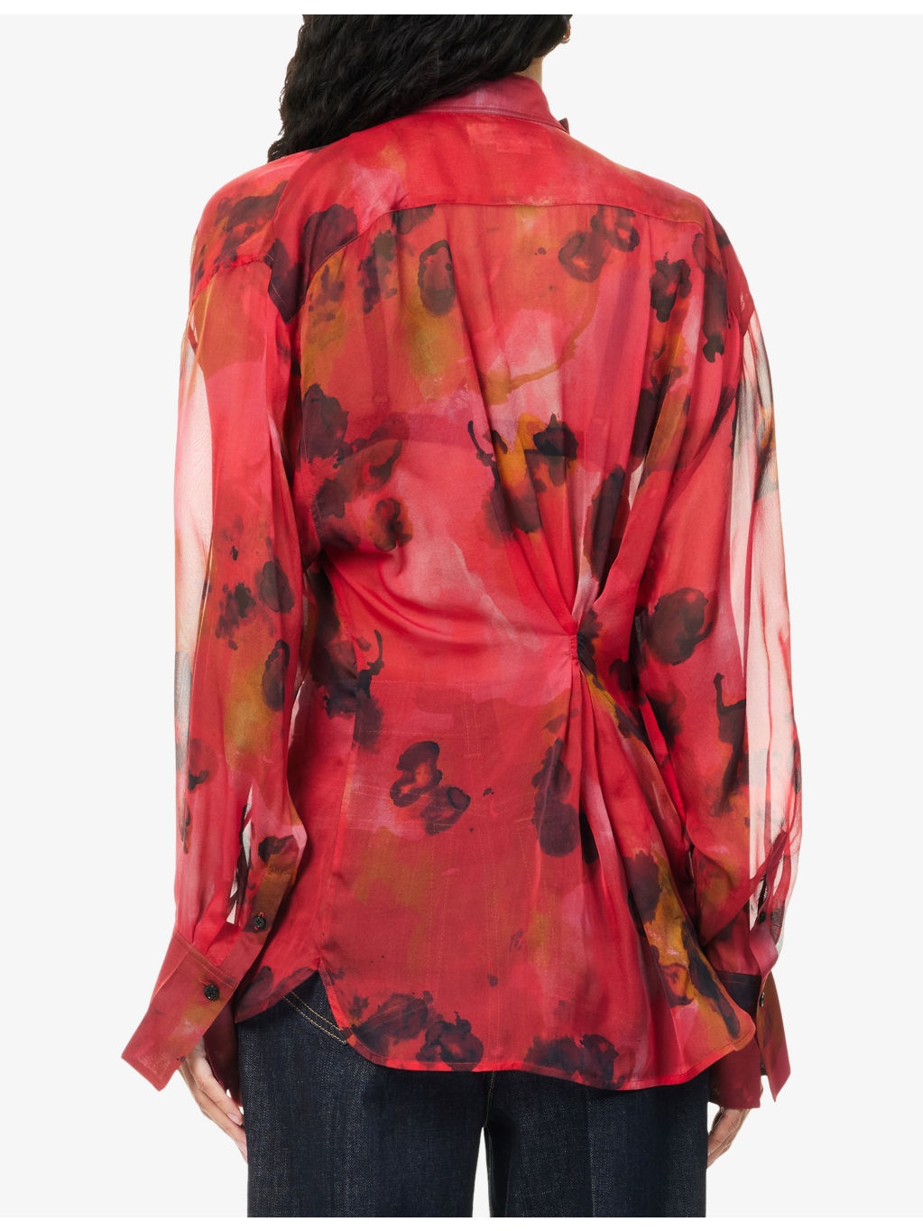 Drape Abstract-Print Silk Blouse - 4