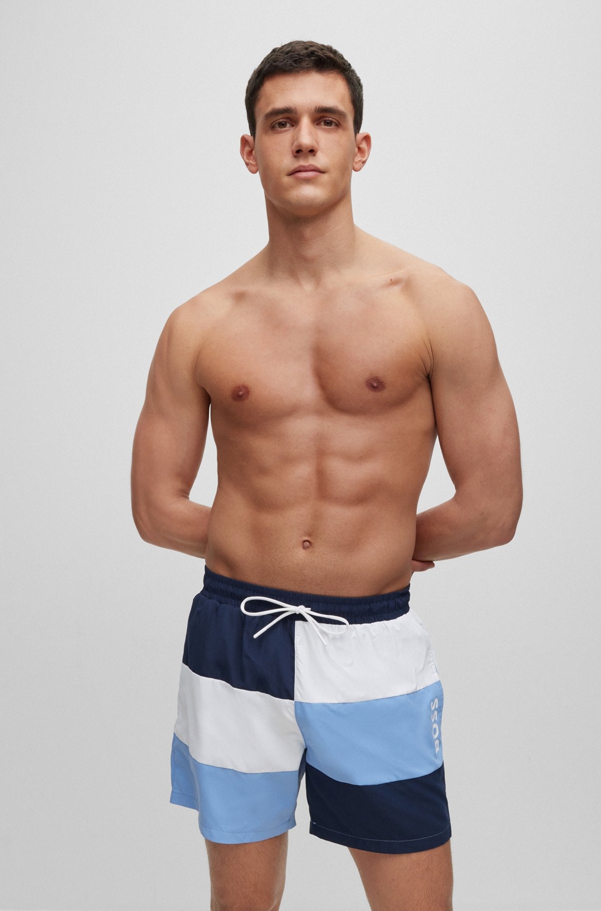 COLOUR-BLOCKED SWIM SHORTS IN QUICK-DRYING MATERIAL - 2