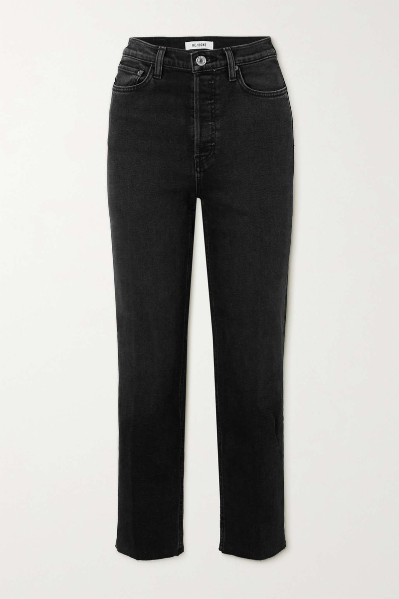 70s Stove Pipe cropped distressed high-rise straight-leg jeans - 1