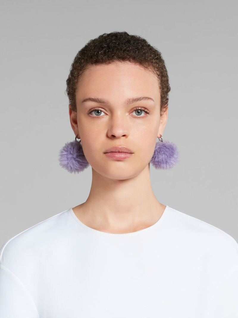 Marni PURPLE FLUFFY POM-POM EARRINGS outlook