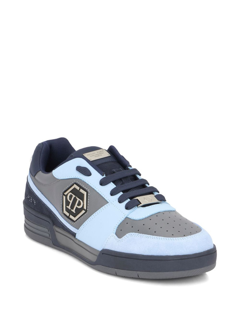 PHILIPP PLEIN logo plaque leather low-top trainers outlook
