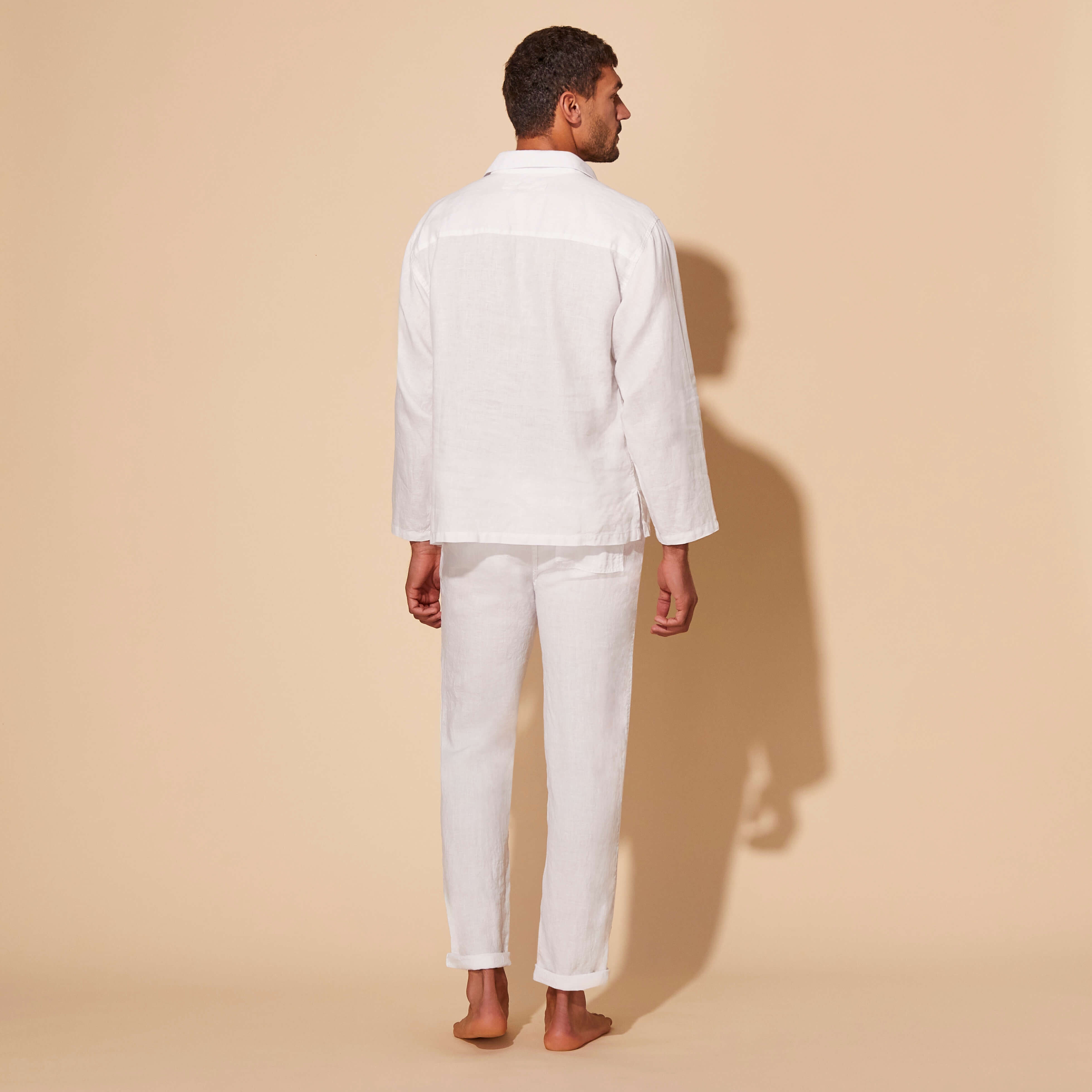 Men Linen Vareuse Shirt Solid - 4