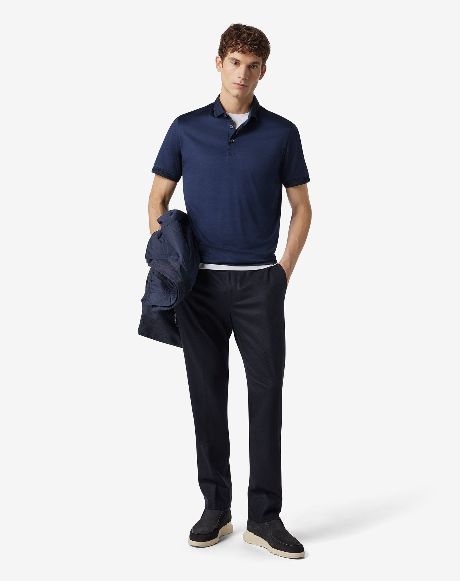 Blue wool and stretch cashmere chinos - 2