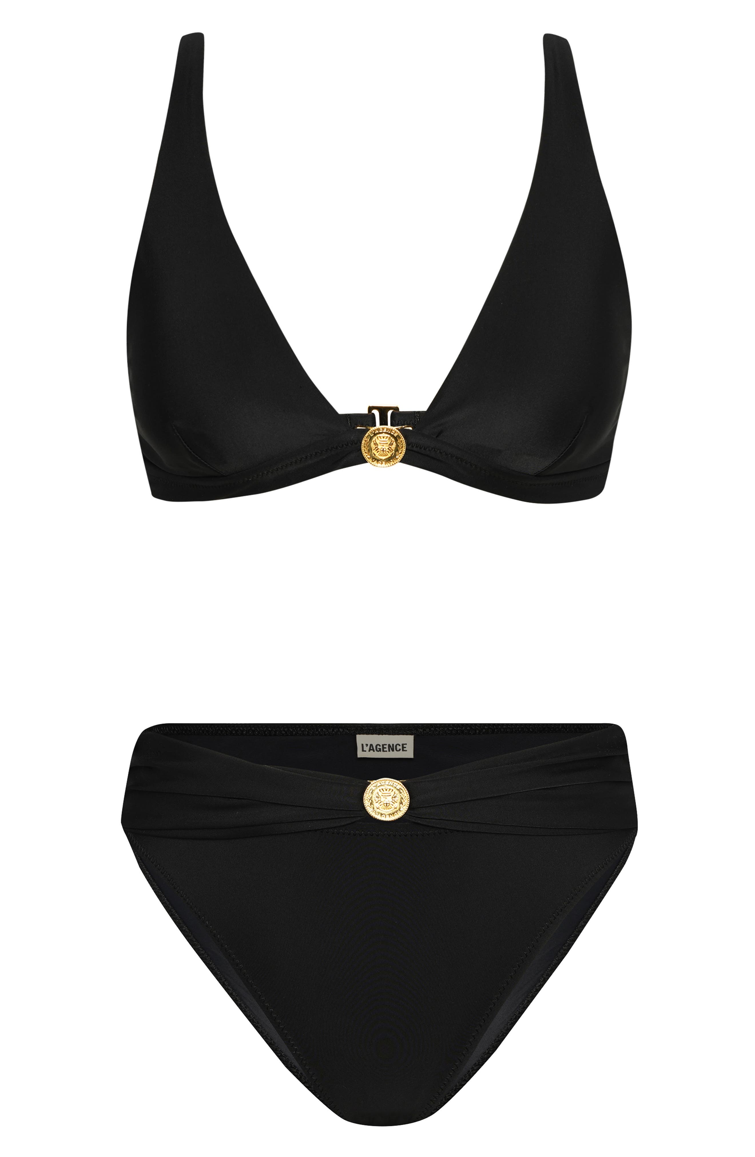 L'AGENCE Lexie Solids Bikini Top in Black at Nordstrom - 3