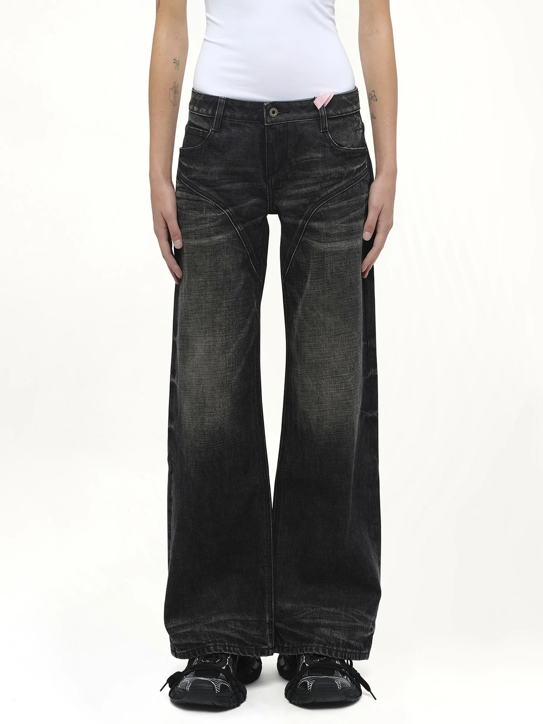 Dirty Wash Straight Jeans in Black - 1