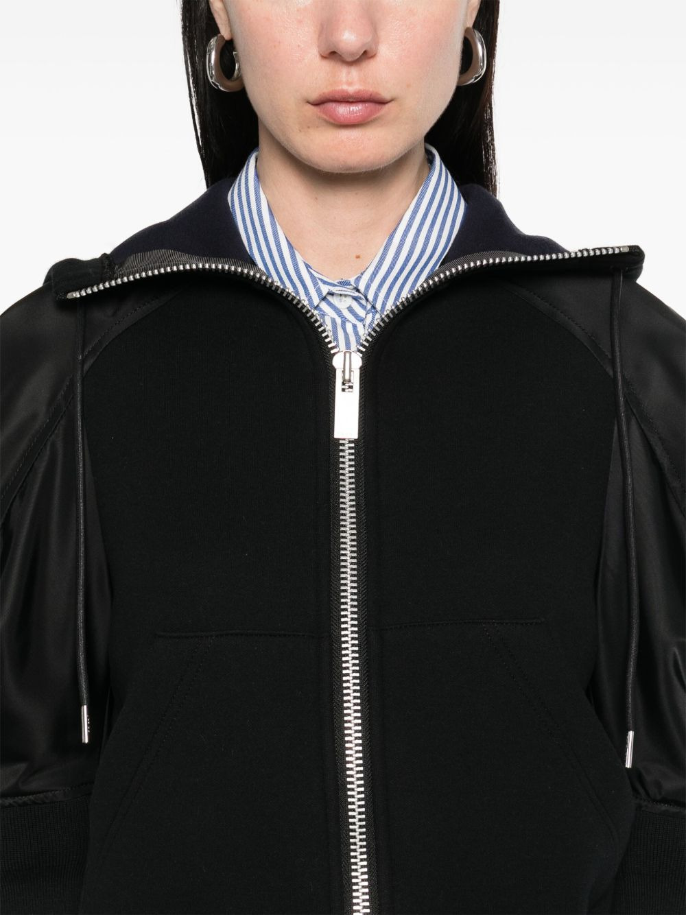 Sacai Women Cotton And Nylon Zipped Hoodie - 5