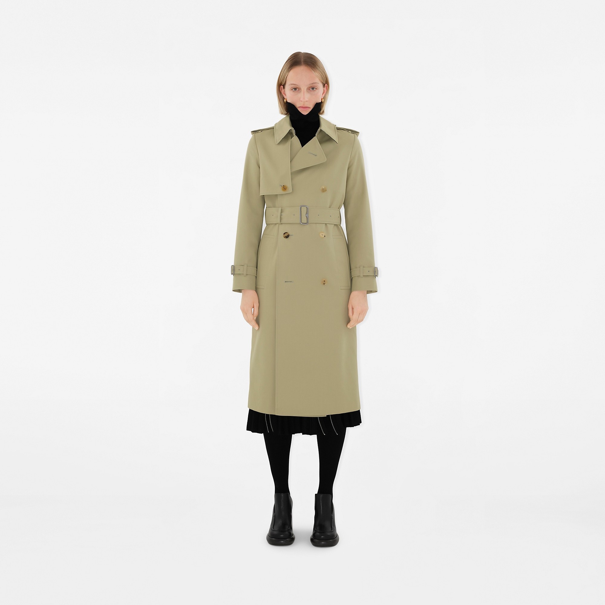Long Cotton Blend Trench Coat - 5