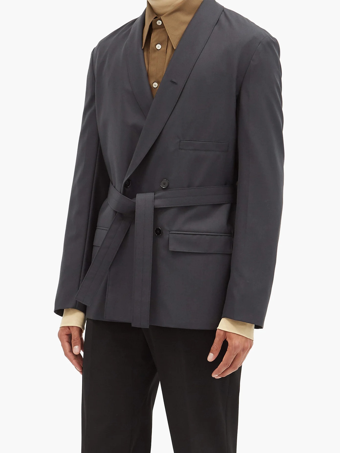 Double-breasted canvas blazer - 6