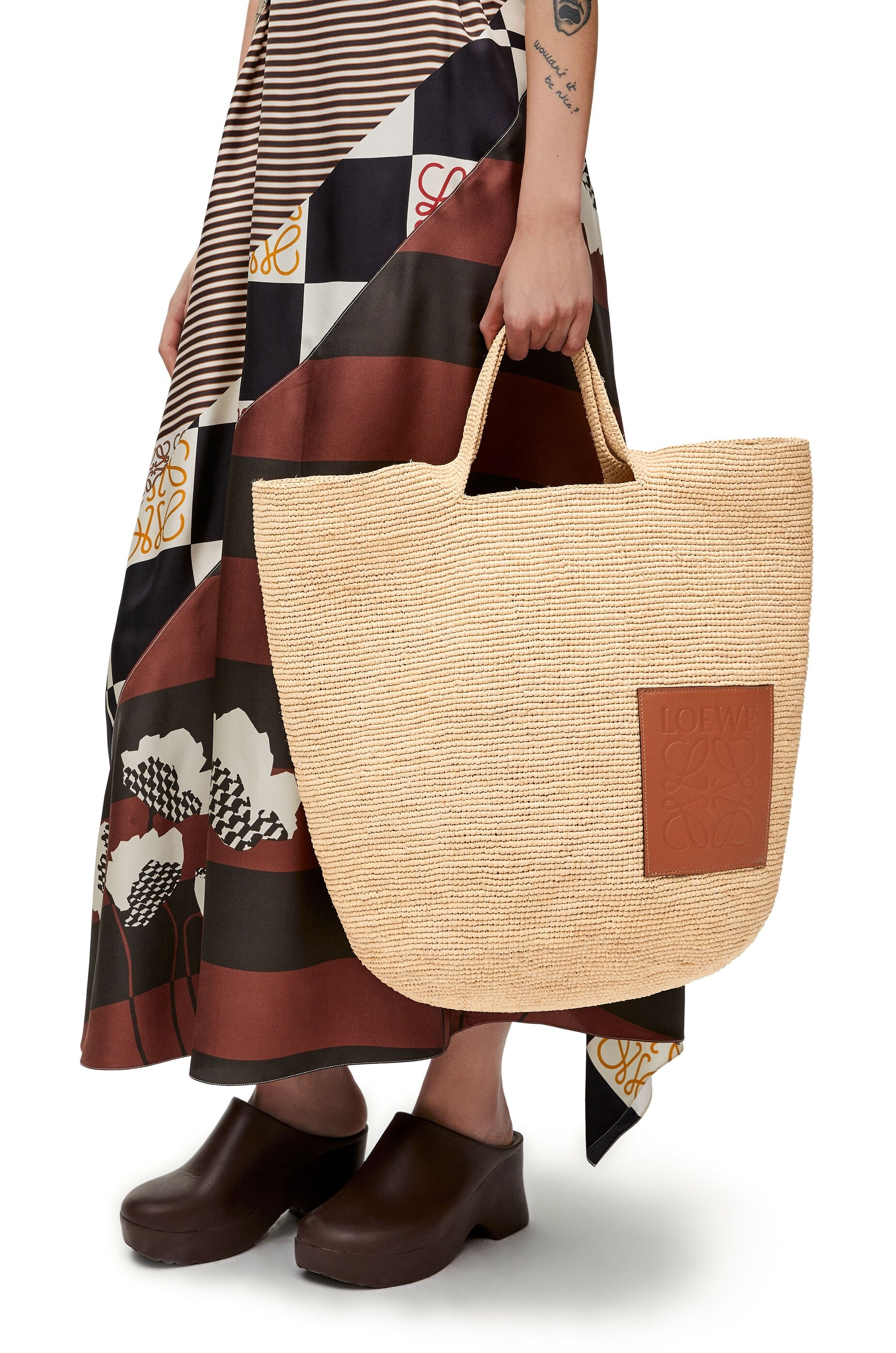 Large Slit bag in raffia and calfskin - 2