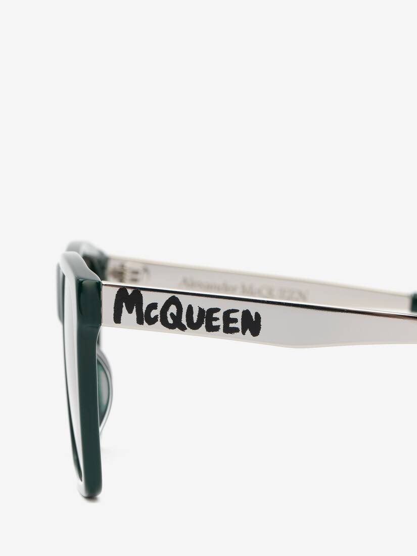 Mcqueen Graffiti Flat Top Sunglasses in Green - 4