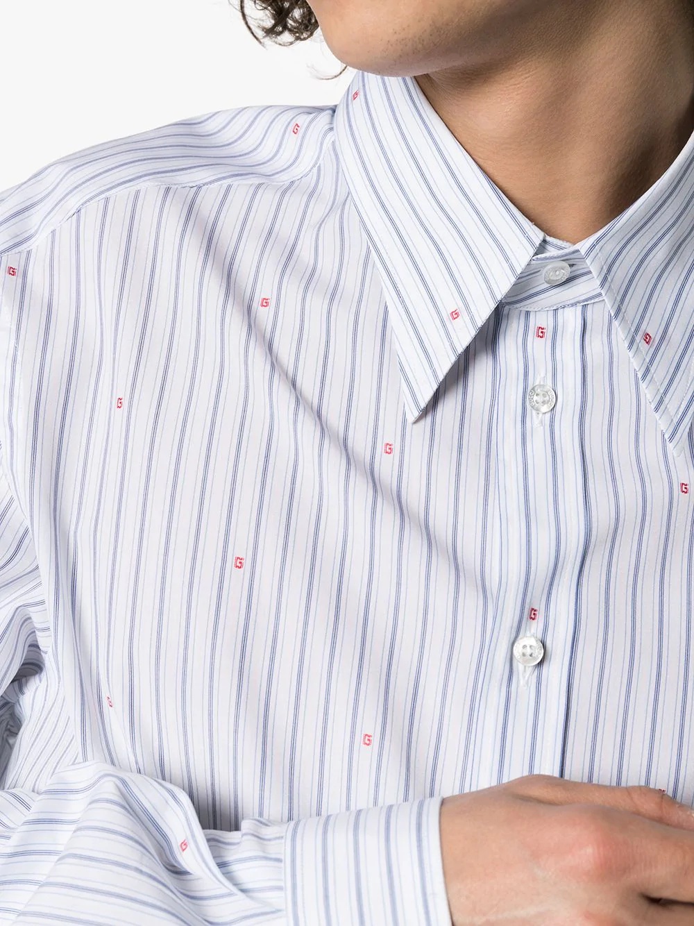 logo-print striped cotton shirt - 5