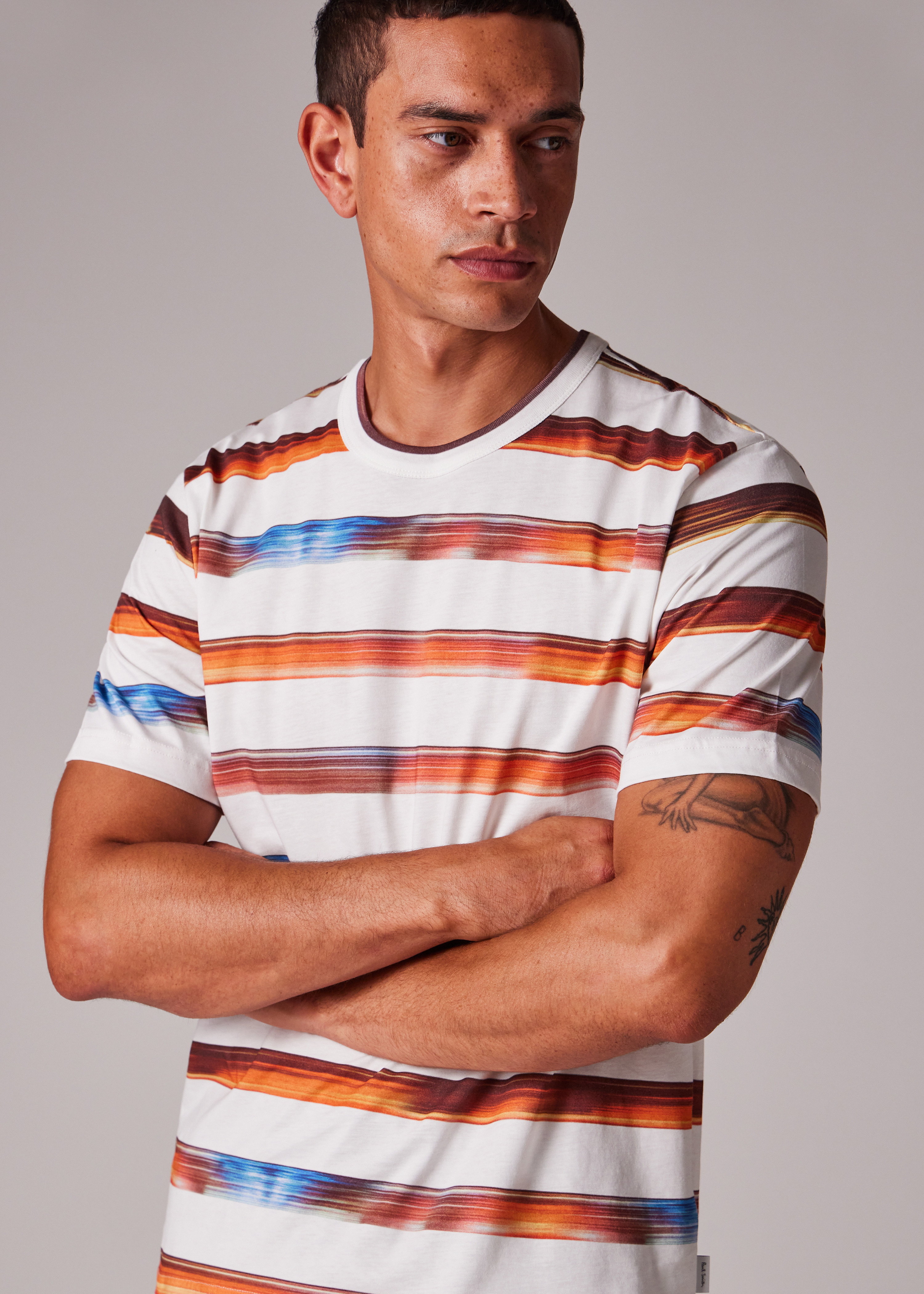 White 'Digital Stripe' T-Shirt - 4