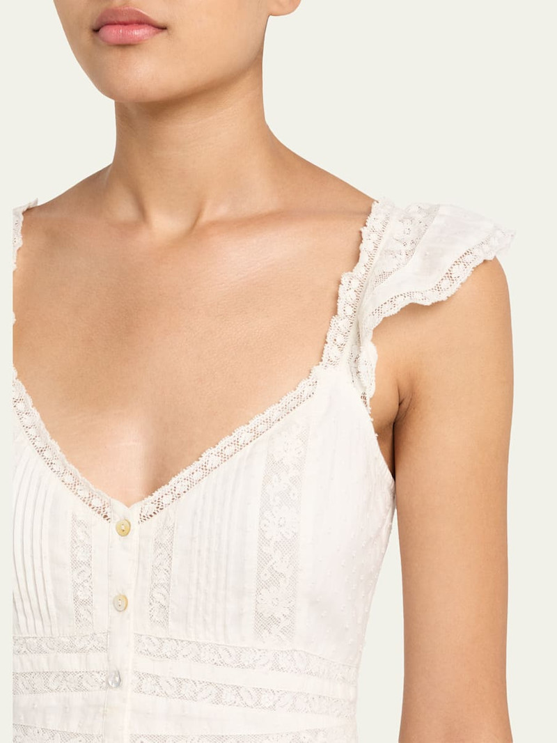 LoveShackFancy Rietta Cotton Lace-Trimmed Mini Dress outlook