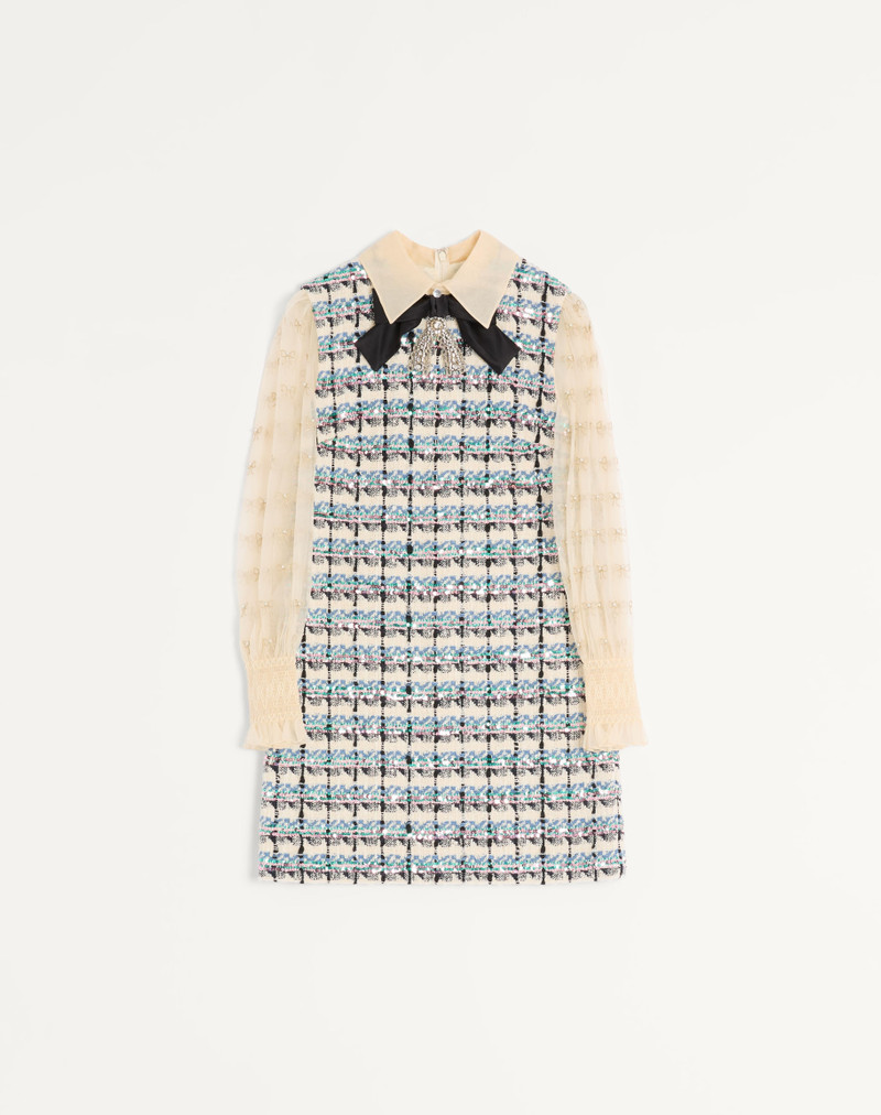 TWEED PAILLETTES EMBROIDERED SHORT DRESS 1