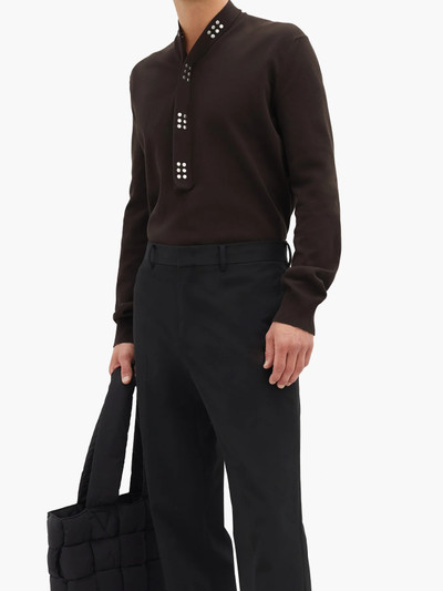 Bottega Veneta Studded loop-collar cotton-blend jersey T-shirt outlook