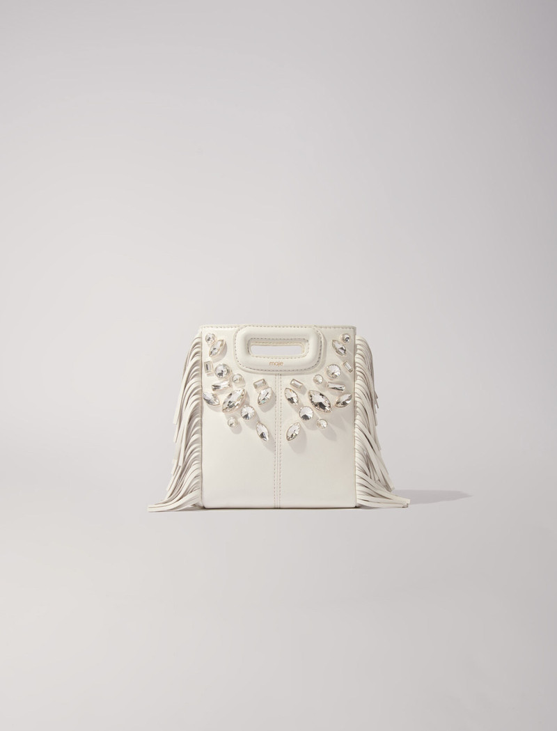 M mini leather bag with diamantés 8
