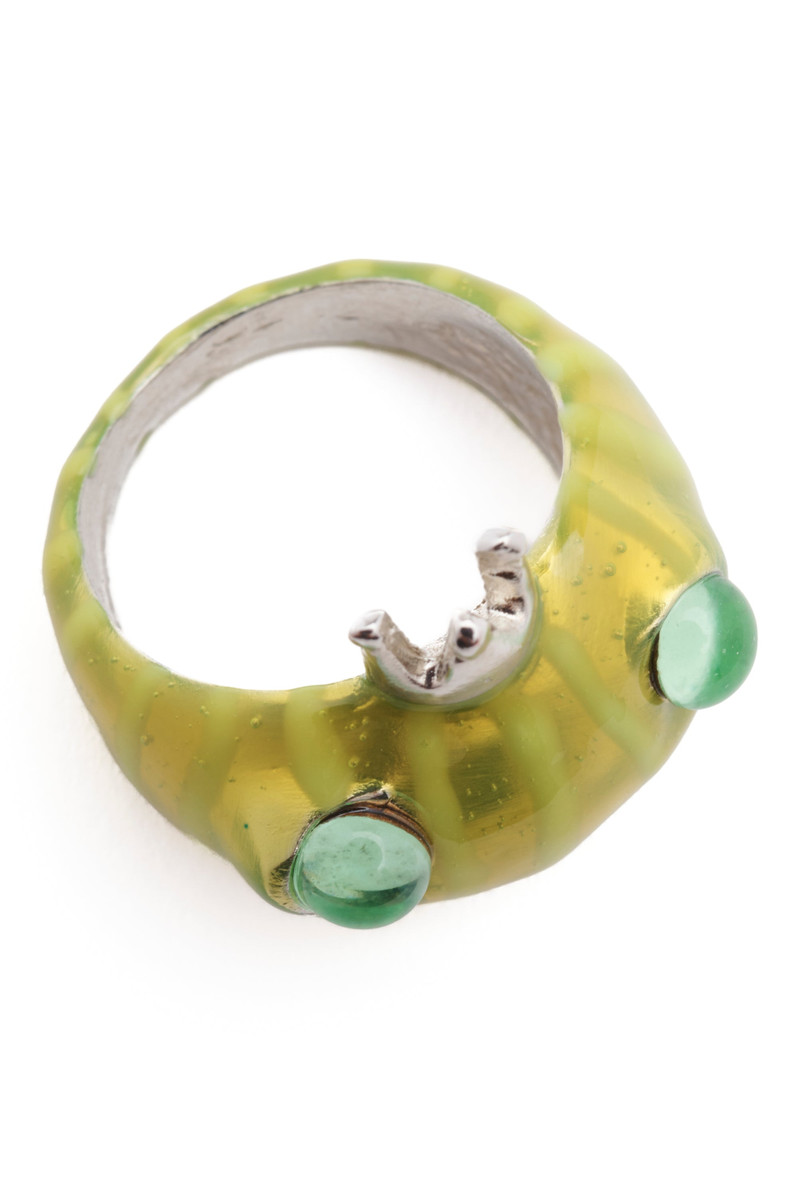 LIME STRIPE FROG PRINCE RING 4