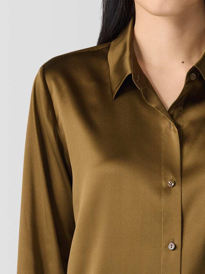 Stretch Silk Charmeuse Classic Collar Shirt 5
