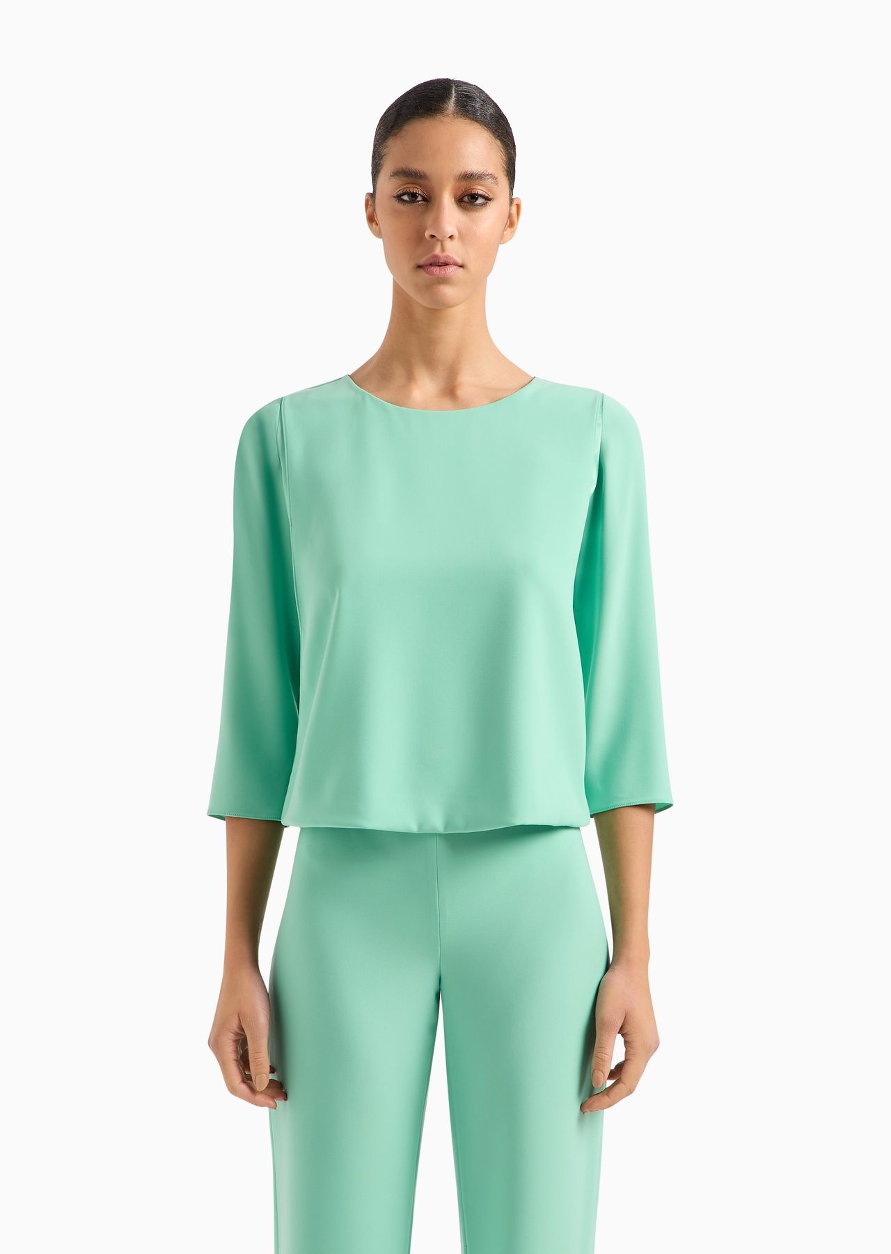 Technical cady blouse with satin side inserts - 2